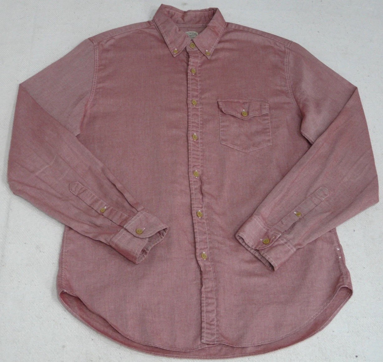 J Crew Work Shirt Mens M Washed Red Button Down Cotton Diagonal Twill Brushed
