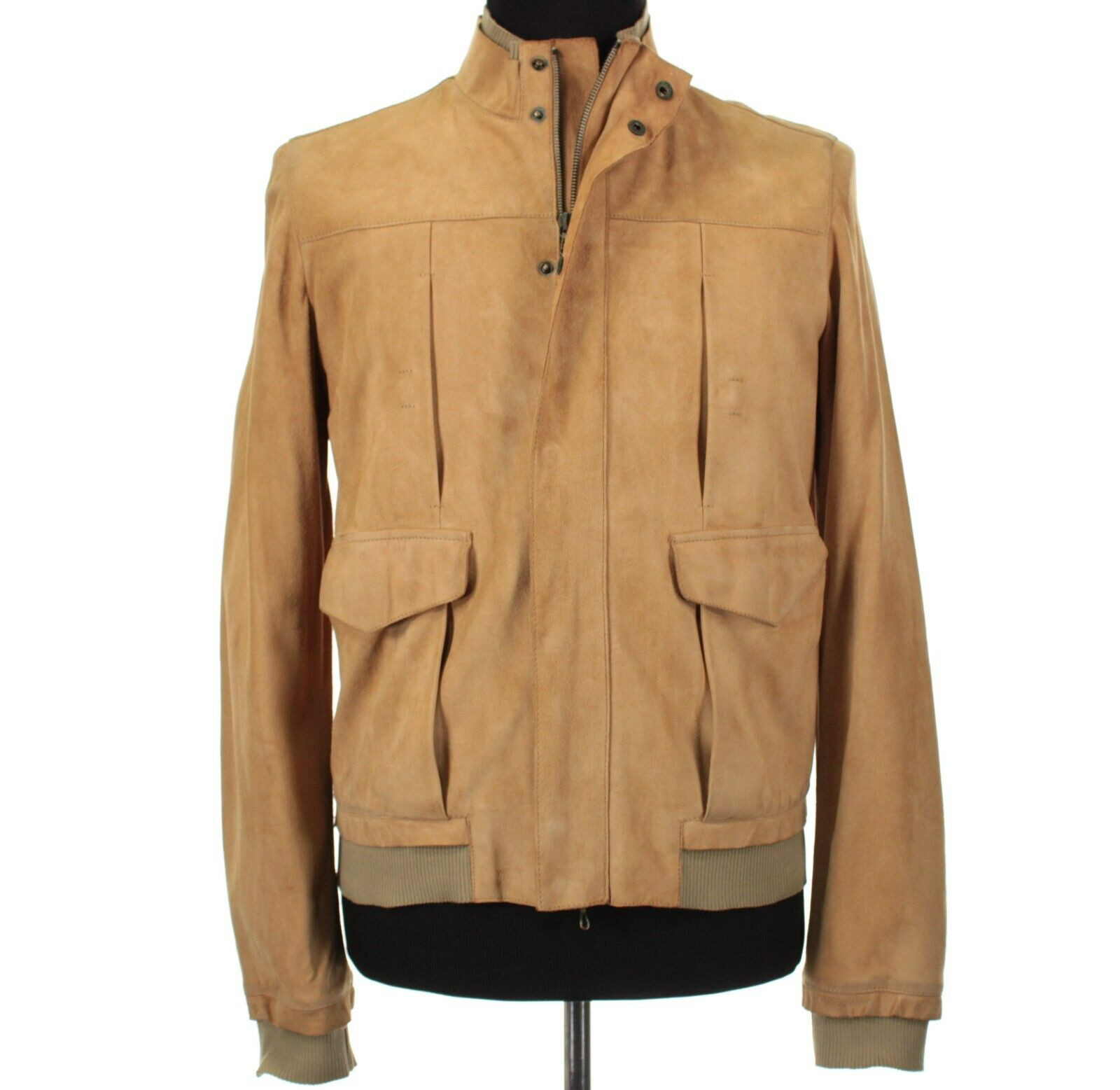 Hettabretz NWD Goatskin Suede Leather Jacket Size 50 (~ Small US) In Solid Tan