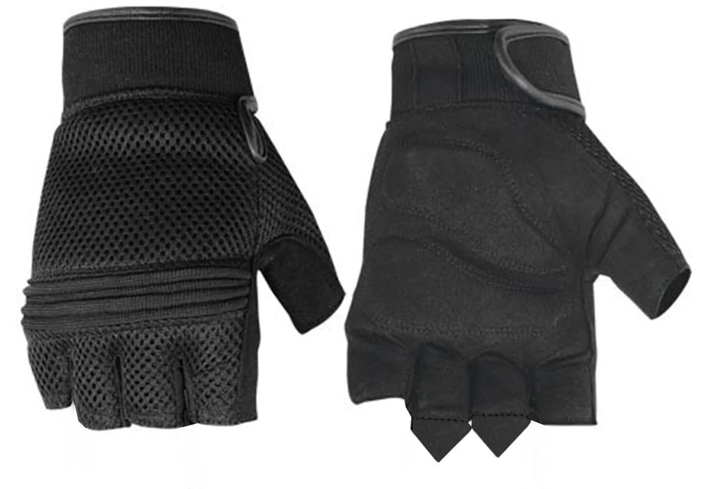 Men’s Synthetic Leather/ Mesh Fingerless Gloves DS10 Size XS