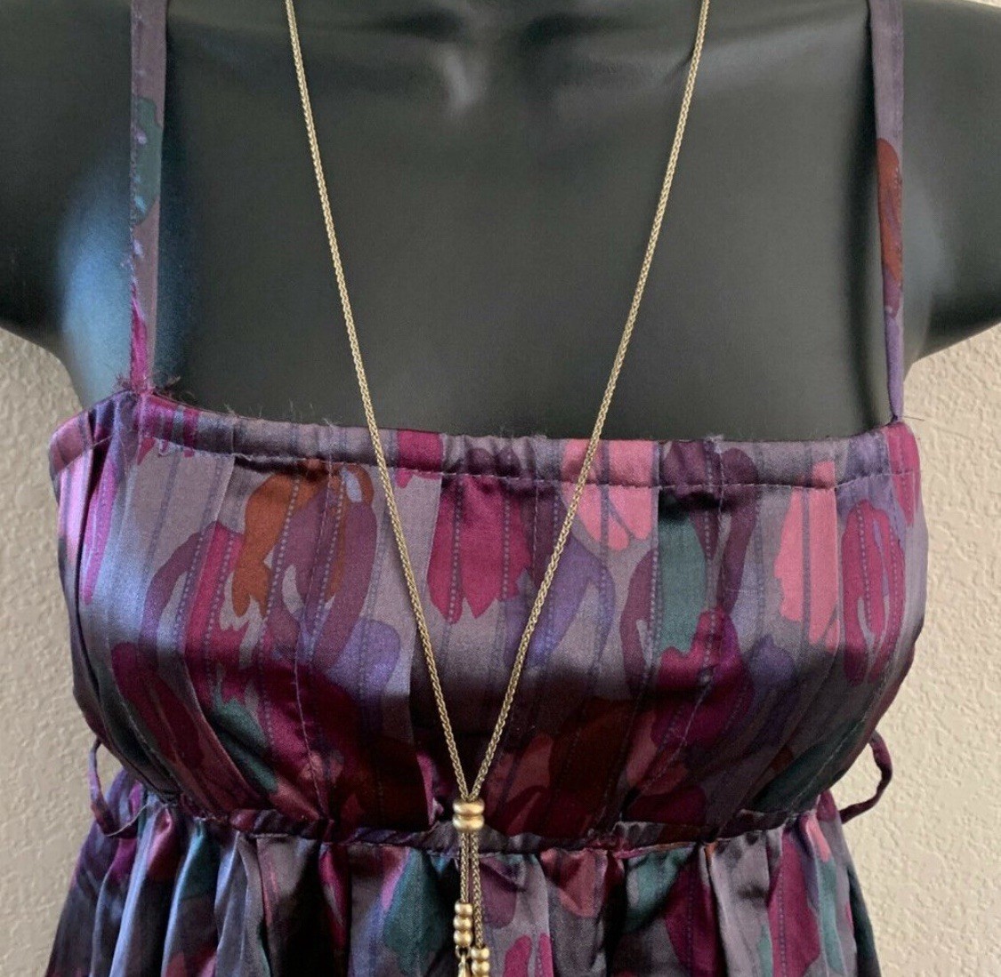 Y2K Satin Cami Babydoll Top size small American Rag CIE Grey Purple & Brown Club