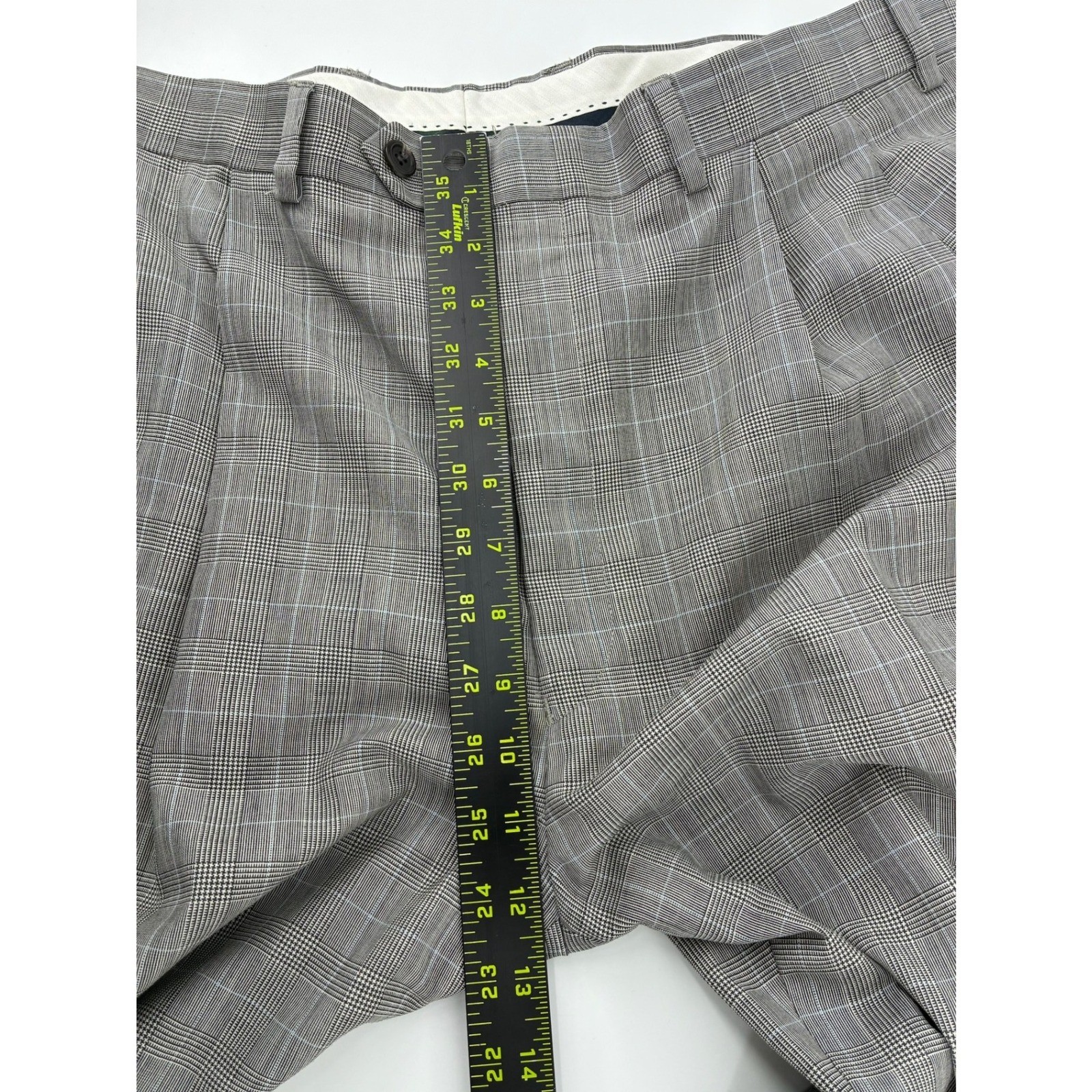 Lauren Ralph Lauren Wool Cashmere Glen Plaid Pleated Cuffed Dress Pants 38×32