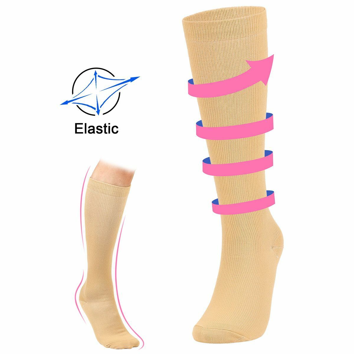 Plus Size Compression Socks 20-30 mmHg for Men Women Medical Stockings S-4XL NEW