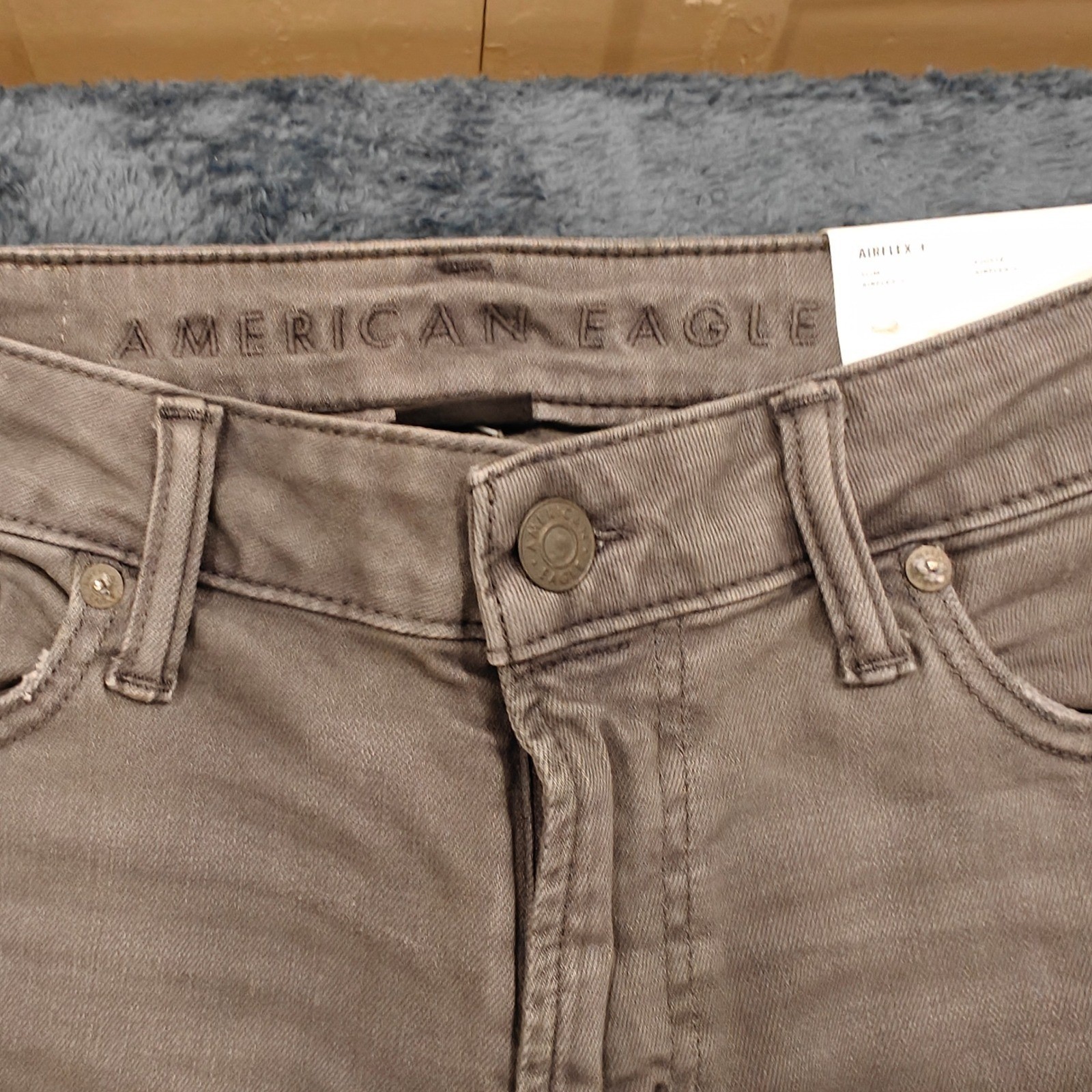 American Eagle Airflex+ Slim Jeans Mens 30×30 Grey Brown Stretch 012-0520-4127