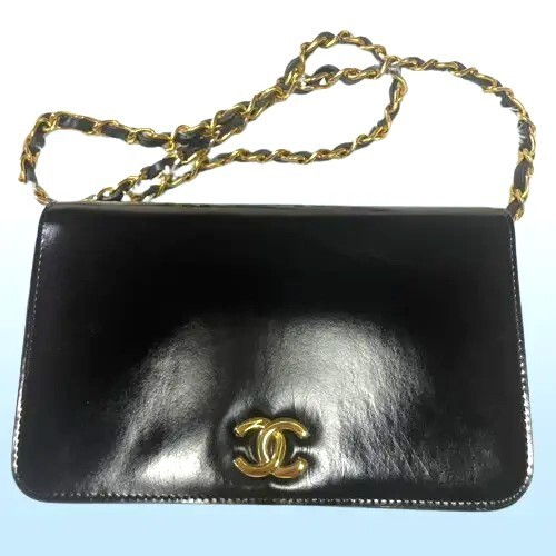 CHANEL Chain Shoulder Bag Vintage Leather Black W 19cm Japan [Used]