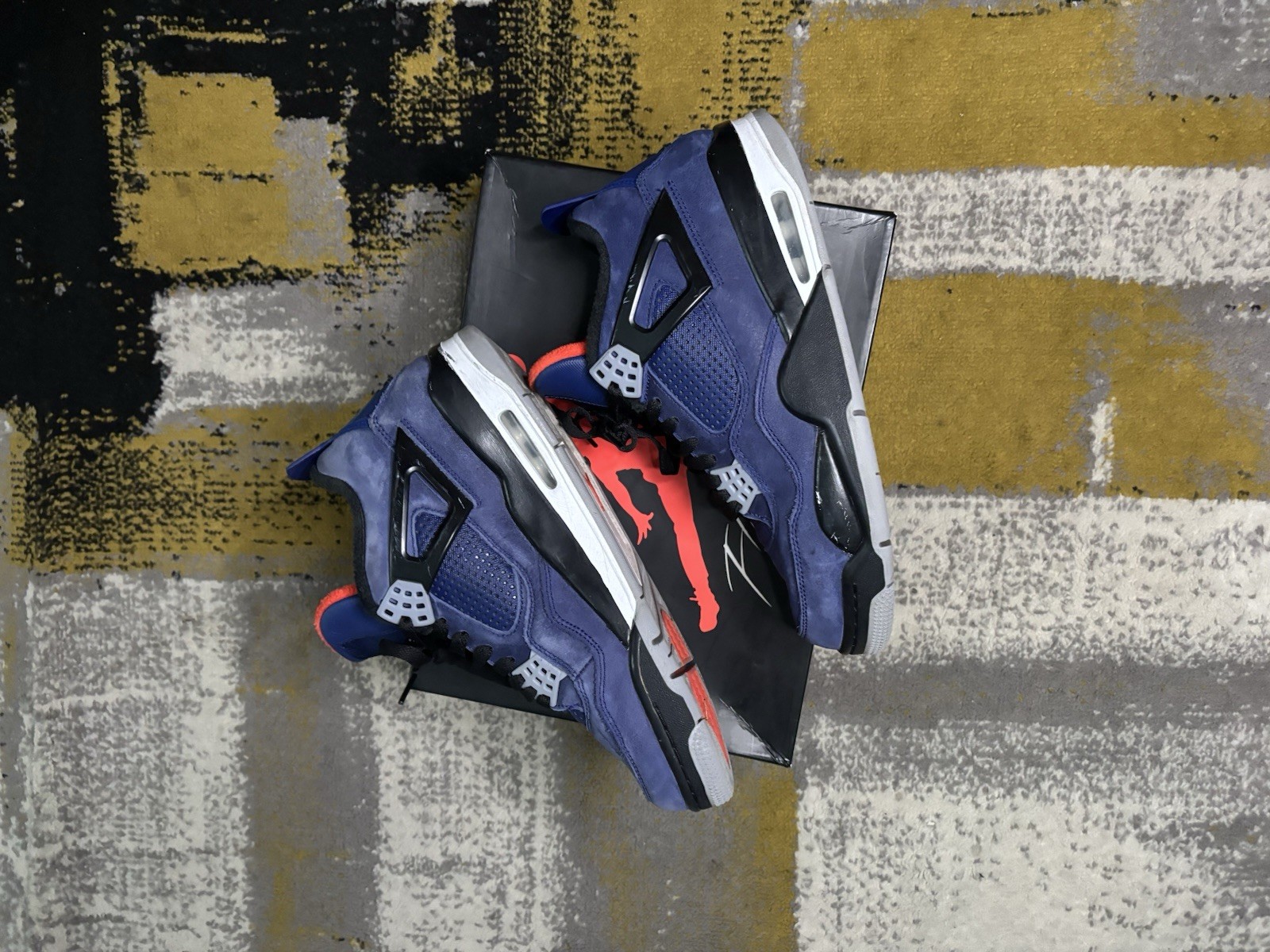 Jordan Air Jordan 4 Men’s Mid-Top Basketball Sneakers Blue Black Orange