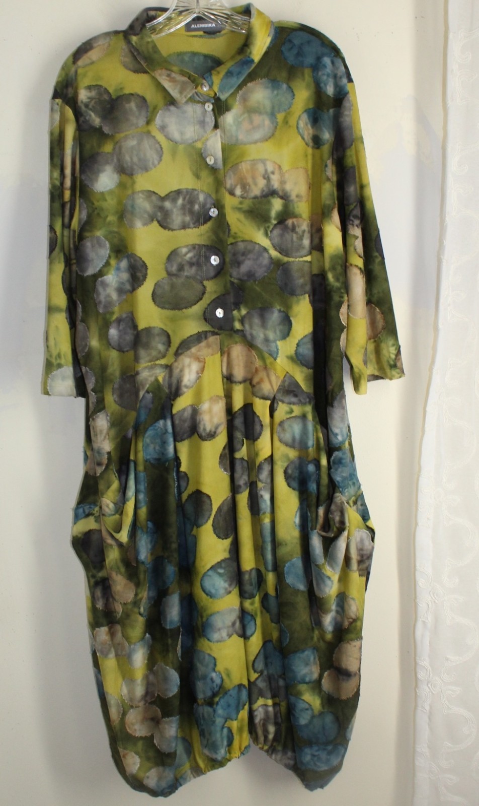 Alembika Sz 7 Runs 1X XL Green AMAZING Shirred Roundel Flowing Knit Dress Tunic