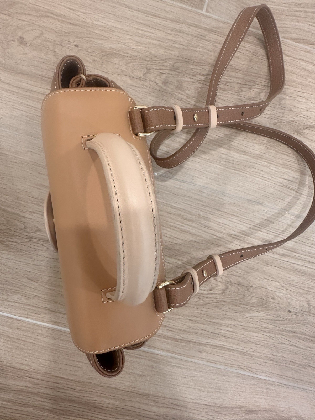 Polène Numéro Un Nano Brown/Beige Crossbody Top Handle Bag Dust Bag