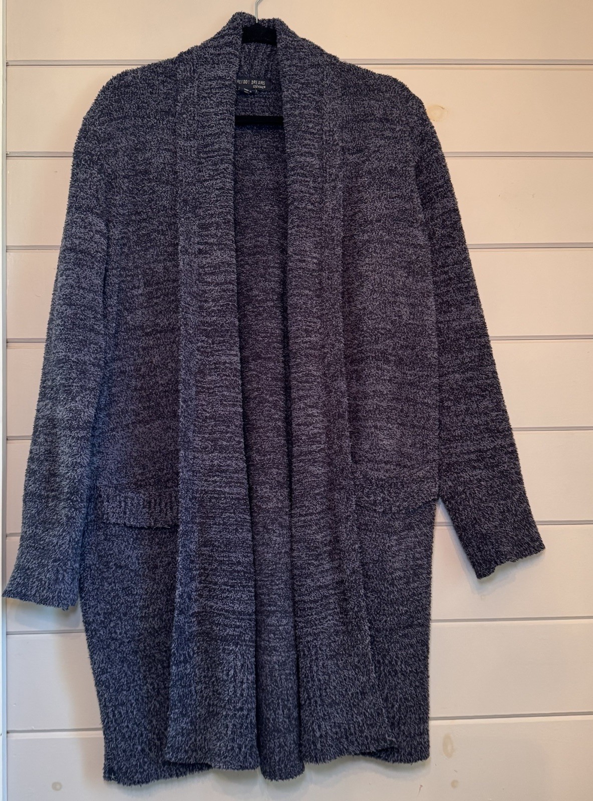 Barefoot Dreams CozyChic Women’s Open Front Deep Blue Knit Cardigan, M