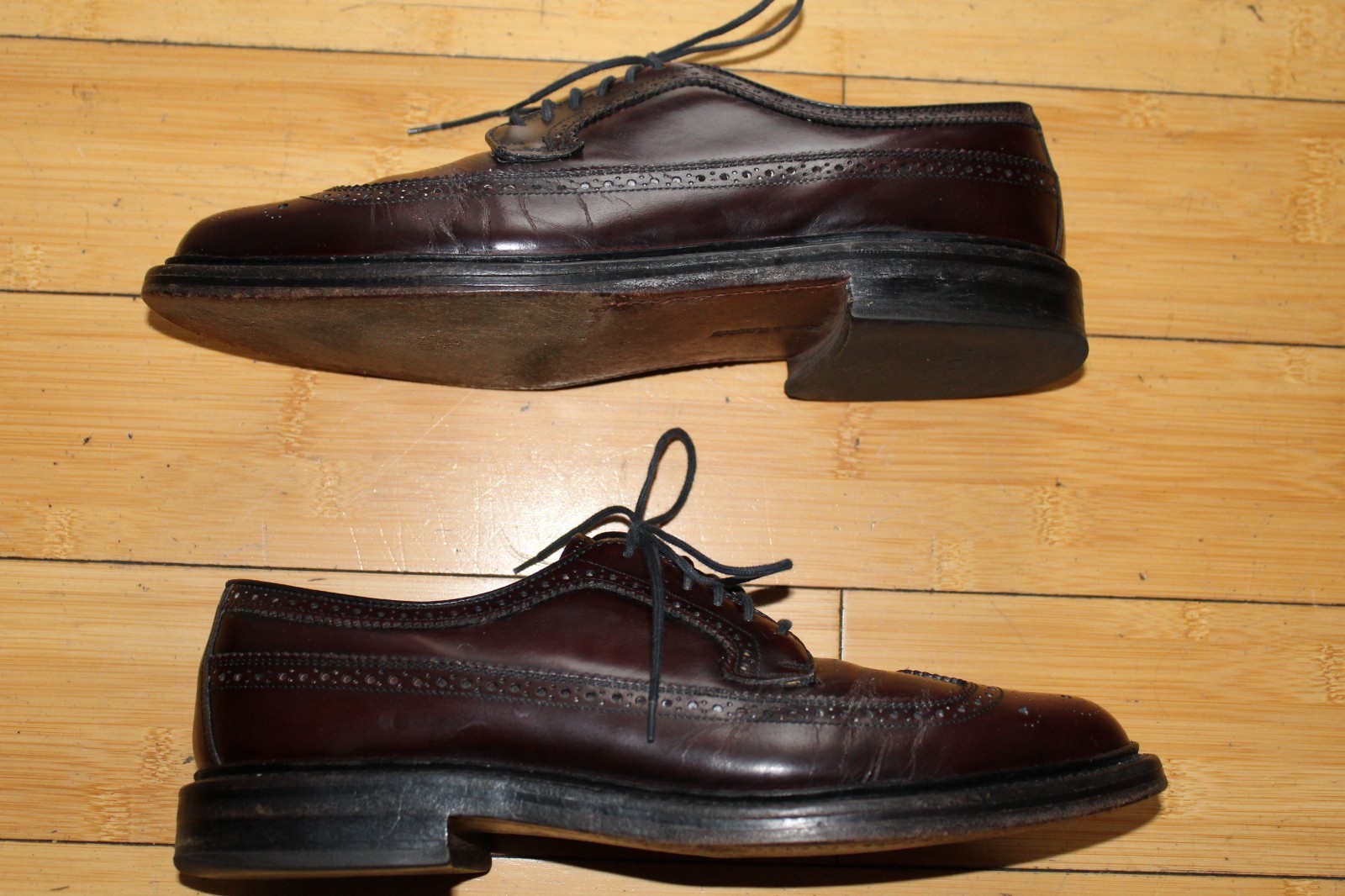 Vtg Bostonian Crown Windsor 9.5 D Leather Wingtip Oxford Dress Shoes Land Laster