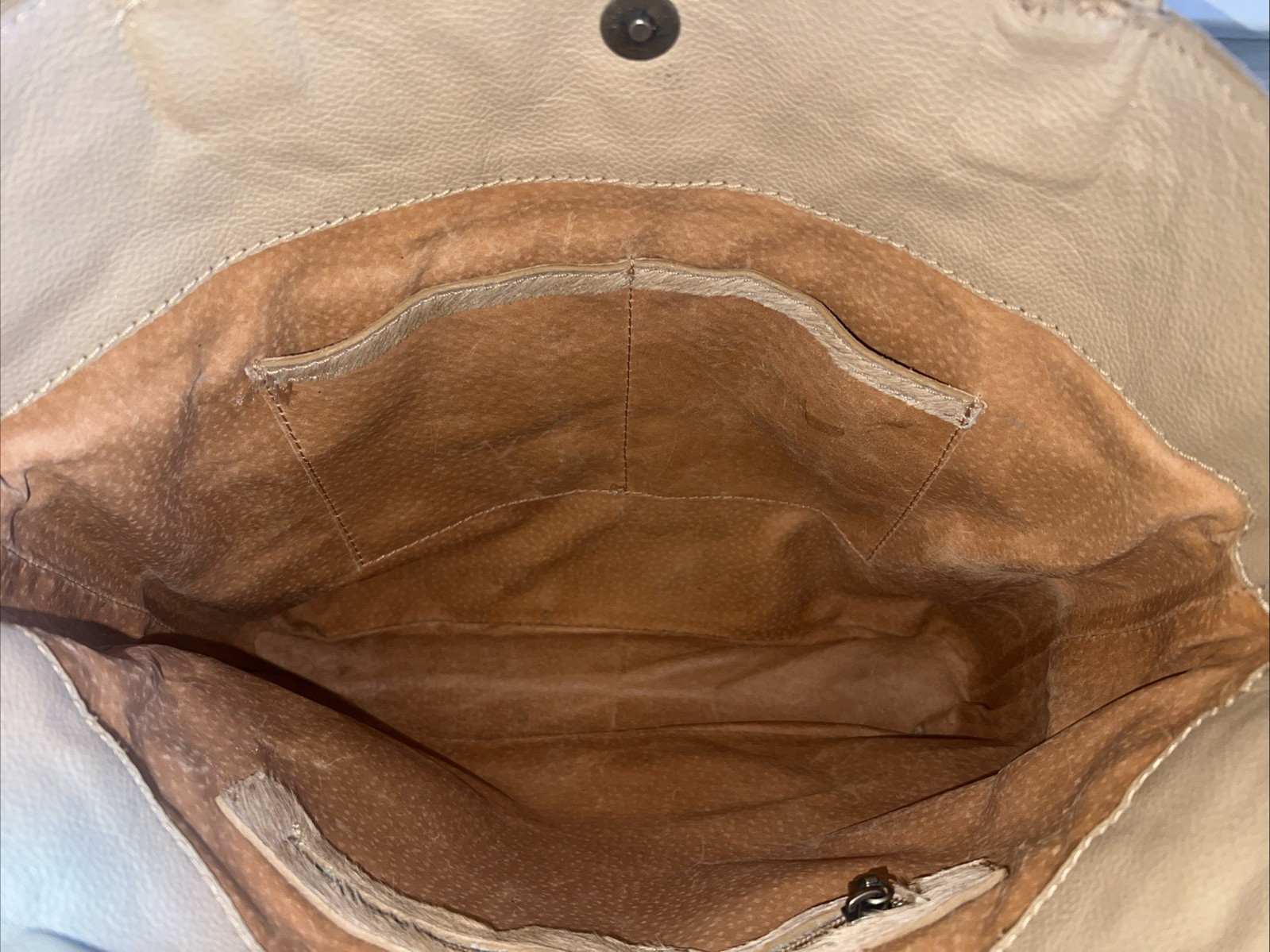 Paige Wallace Designs Acid Washed Cowhide Cafe Tote w/Turquoise Stone NWOT