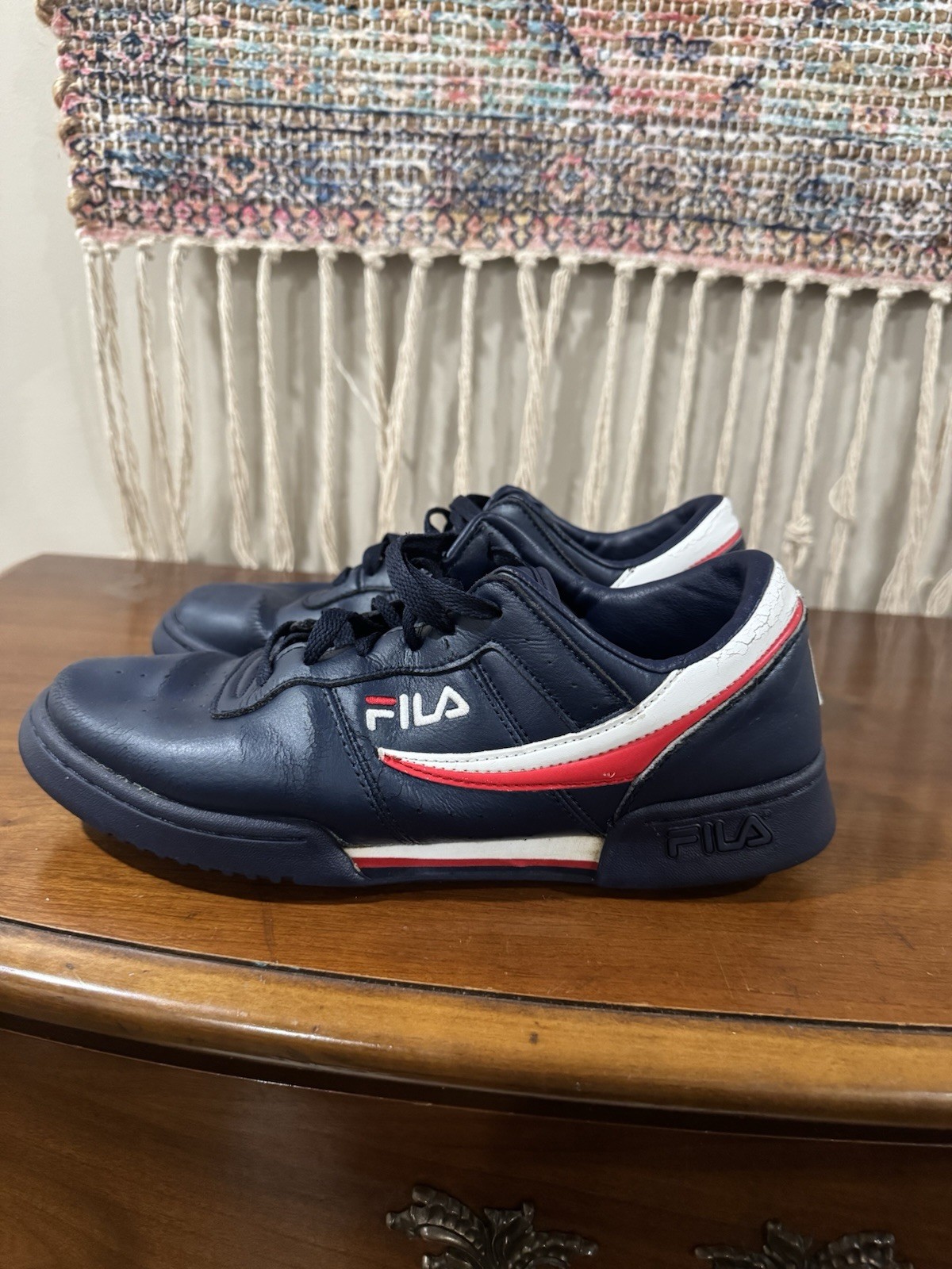 FILA RETRO Men’s Low Top Lace-Up Sneakers Blue/Red/White EVA Outsole 11F16LT-460