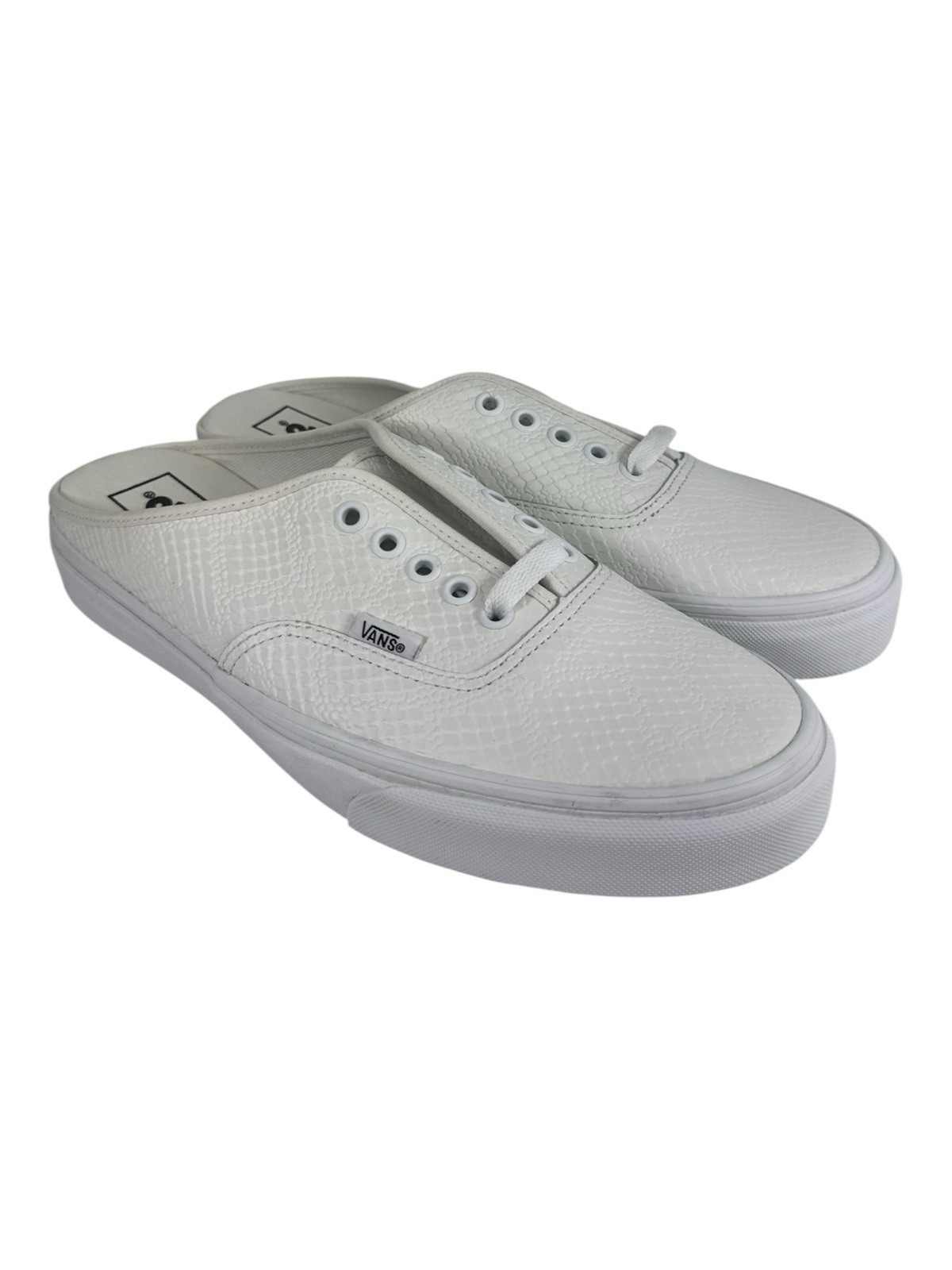 Vans Authentic Mule White Blanc Leather Python VN0A54F77NR Women Size 5.5