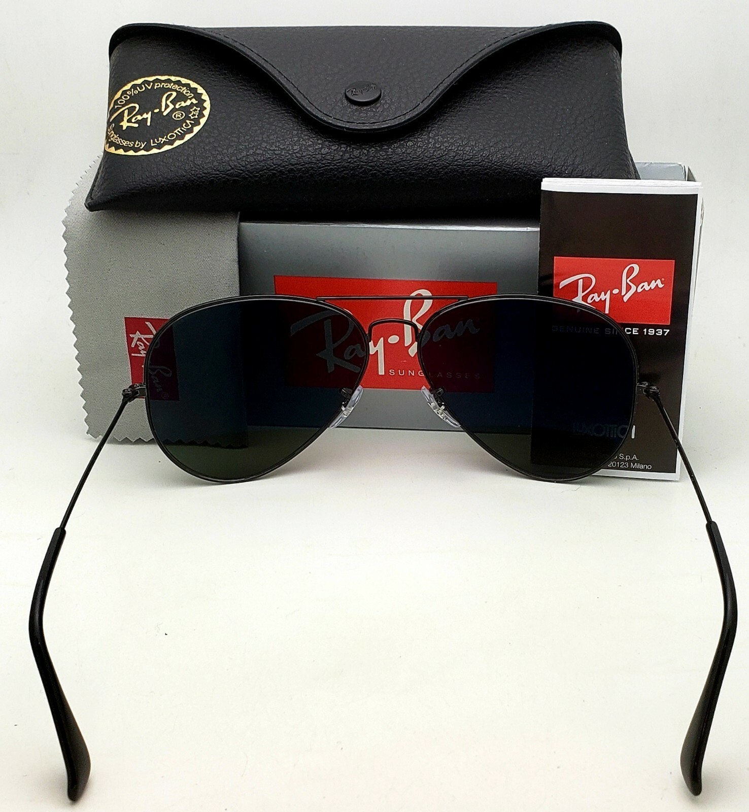 RAY-BAN Aviator Sunglasses RB 3025 002/58 58-14 Black Frames w/ Polarized Lenses