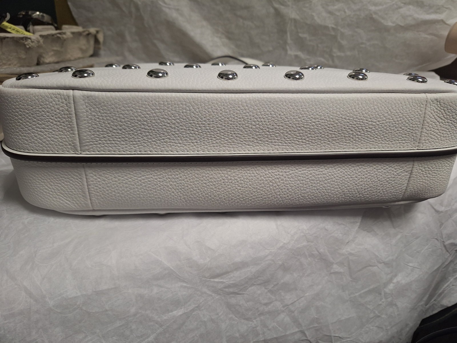 Michael Kors Nolita Medium Zip Convertible Shoulder Bag Optic White Leather