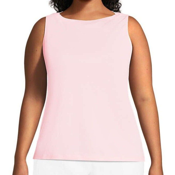 Lands’ End Size 3X Pink knit top, boatneck, sleeveless, 100% cotton, NWT