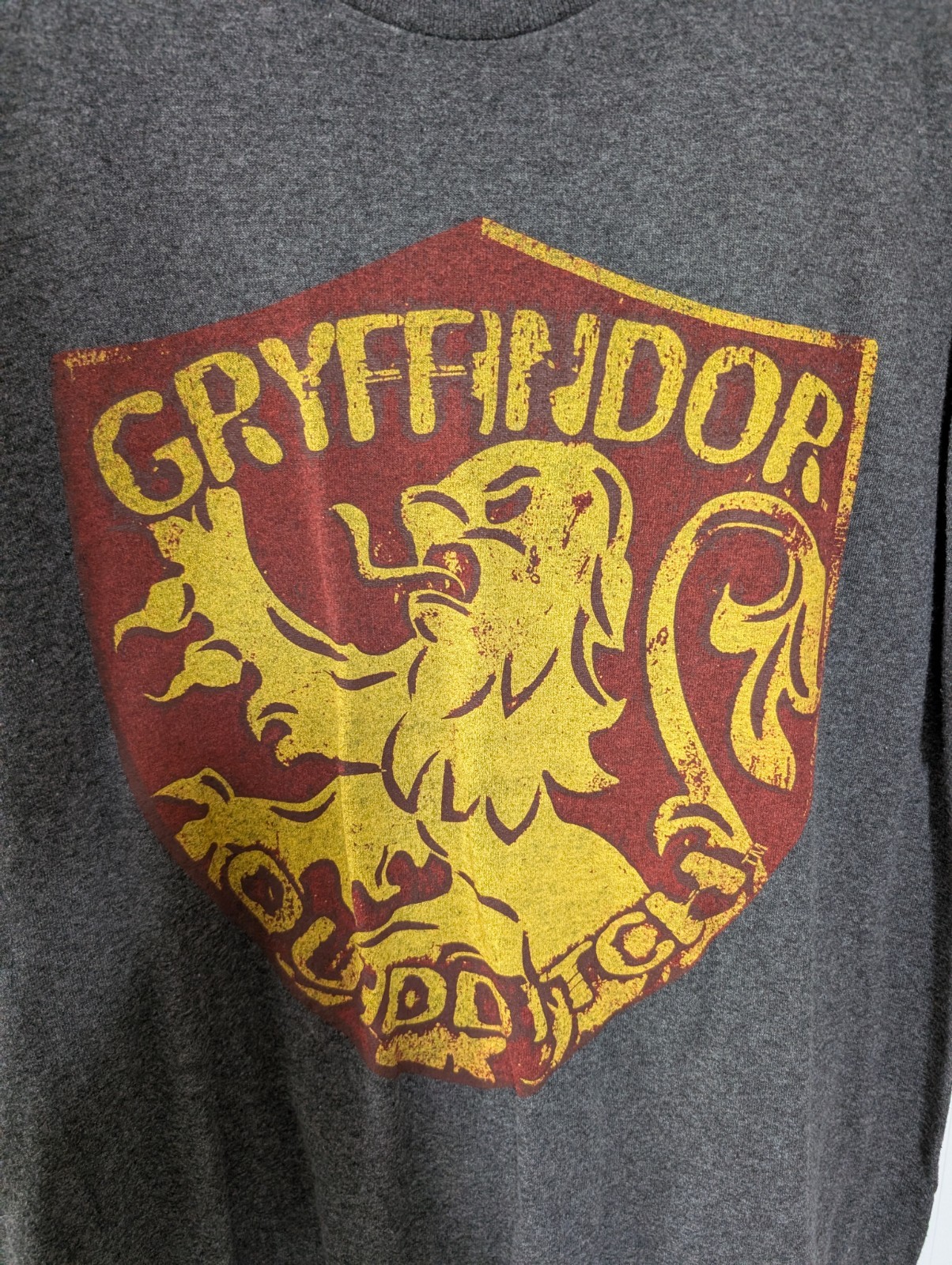 Harry Potter Gryffindor Quidditch Gray Graphic Crew Neck Short Sleeve T-Shirt L