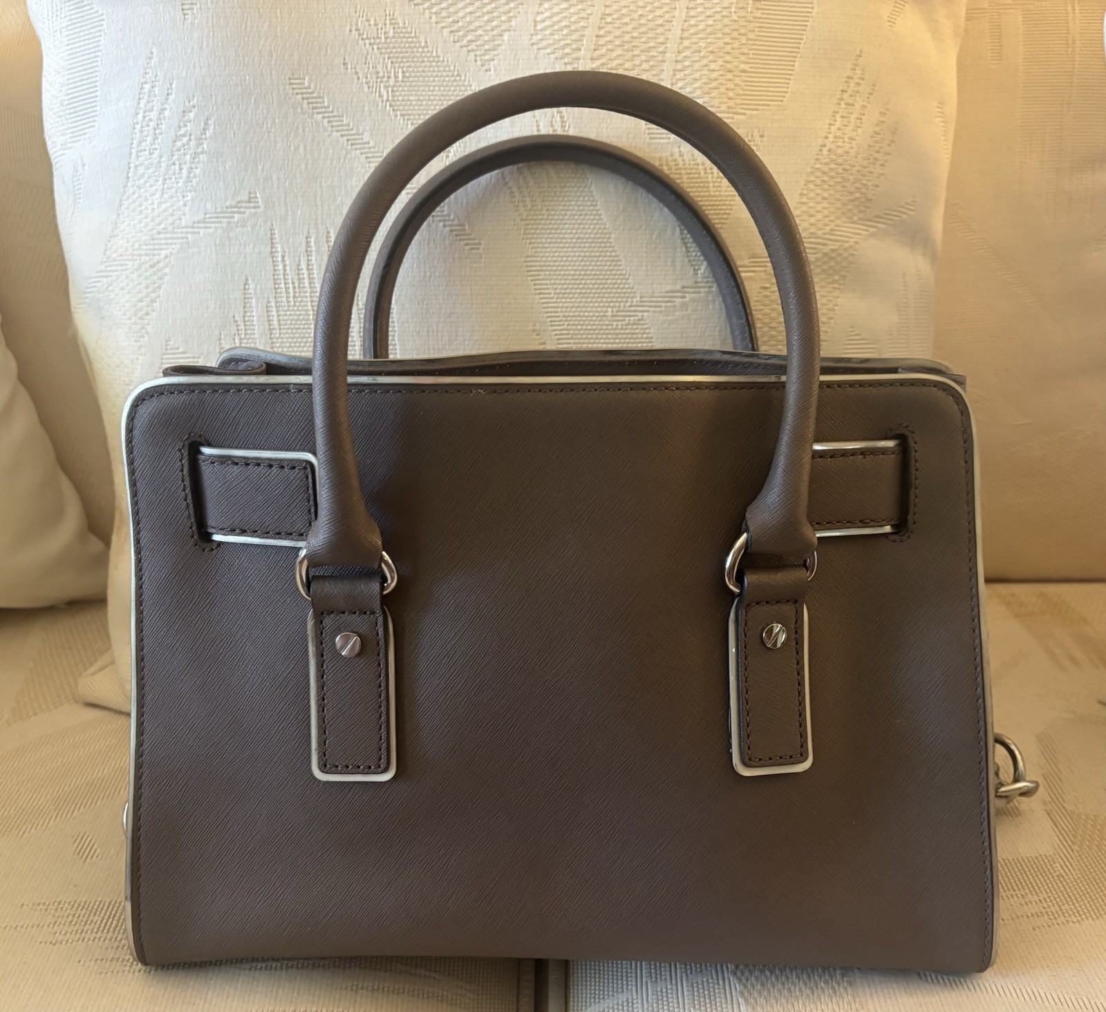 Michael Kors Hamilton Gray Satchel Top Handle, Zip, PadLock
