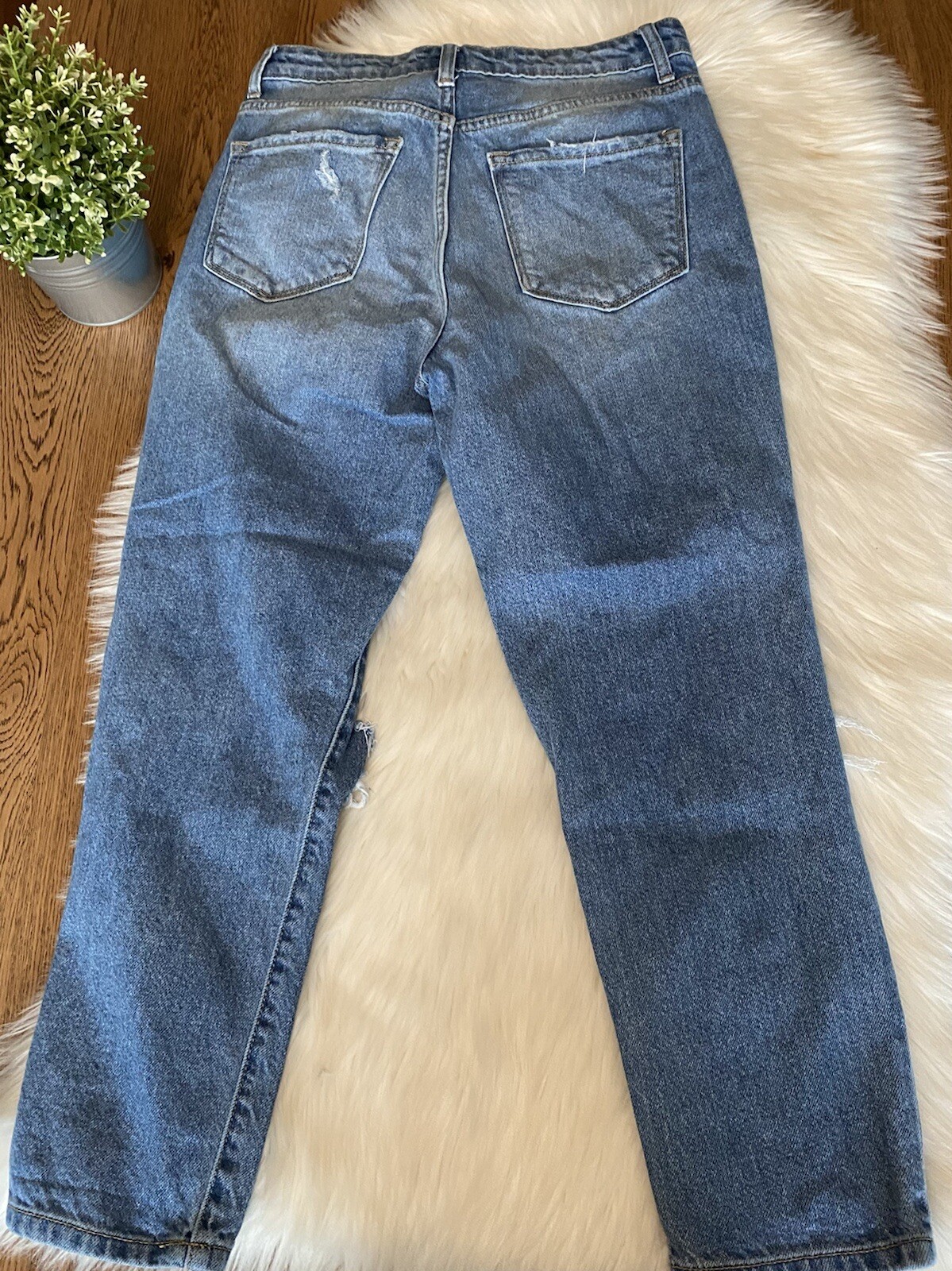 Bridge by Gly Denim Blue Jeans Light Wash Distressed High Rise Mom Fit Sz 28