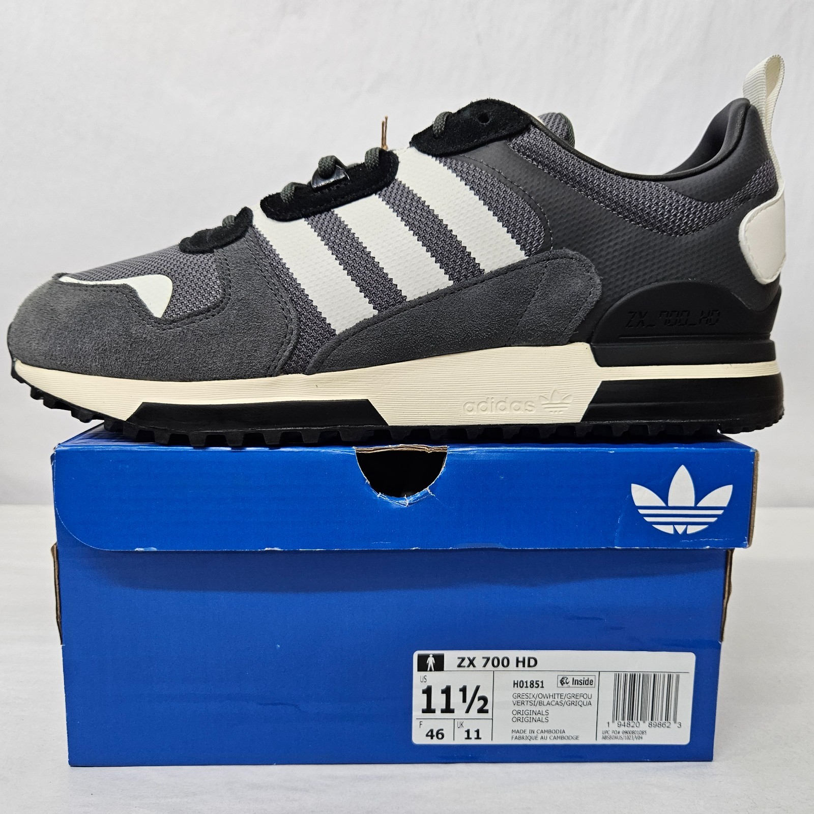 Adidas Originals ZX 700 HD Retro Sneakers H01851 Grey White Men’s Size 11.5