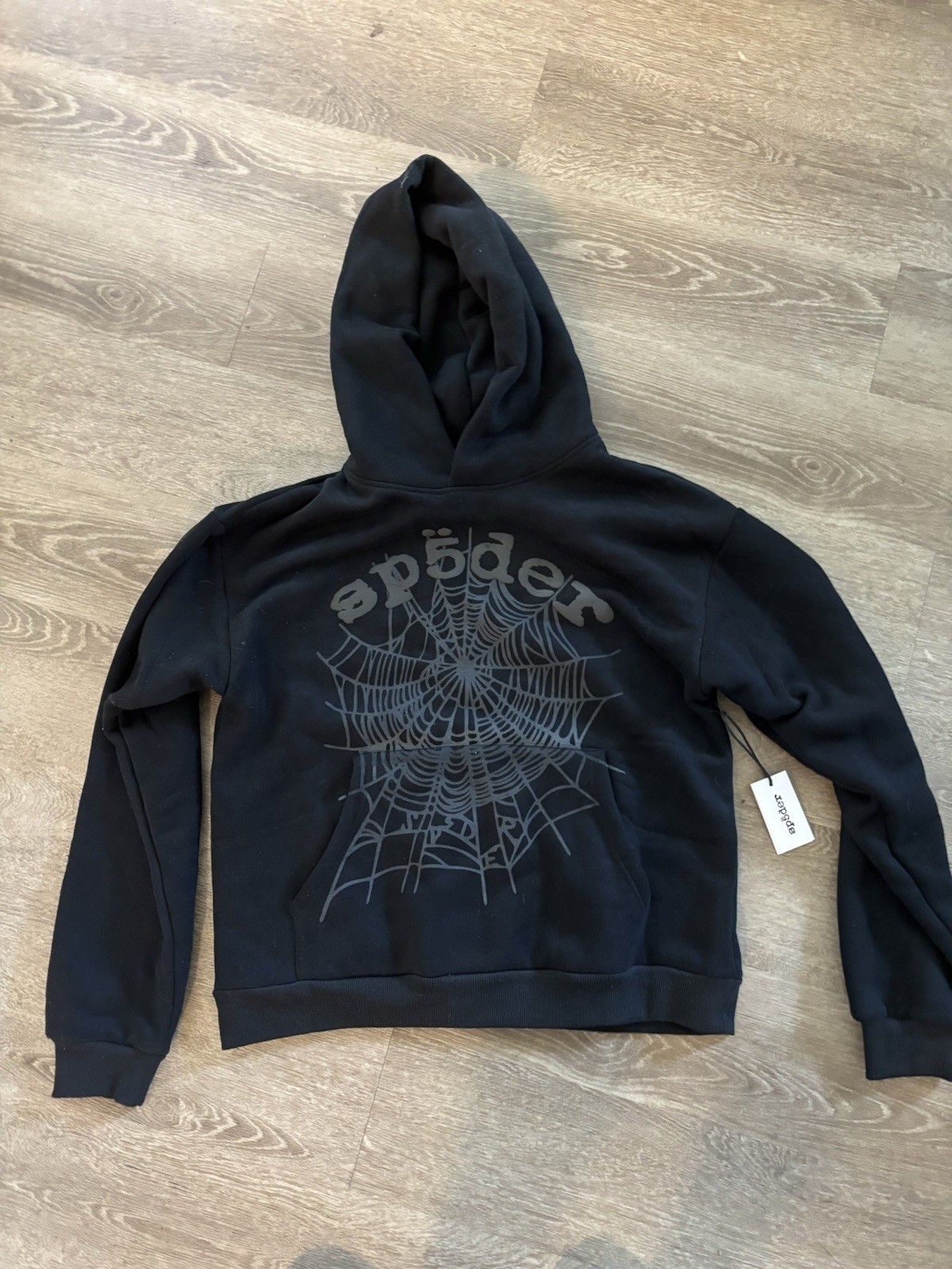 sp5der Black Star black phantom OG Web V2 Outline Pullover Hoodie Black M
