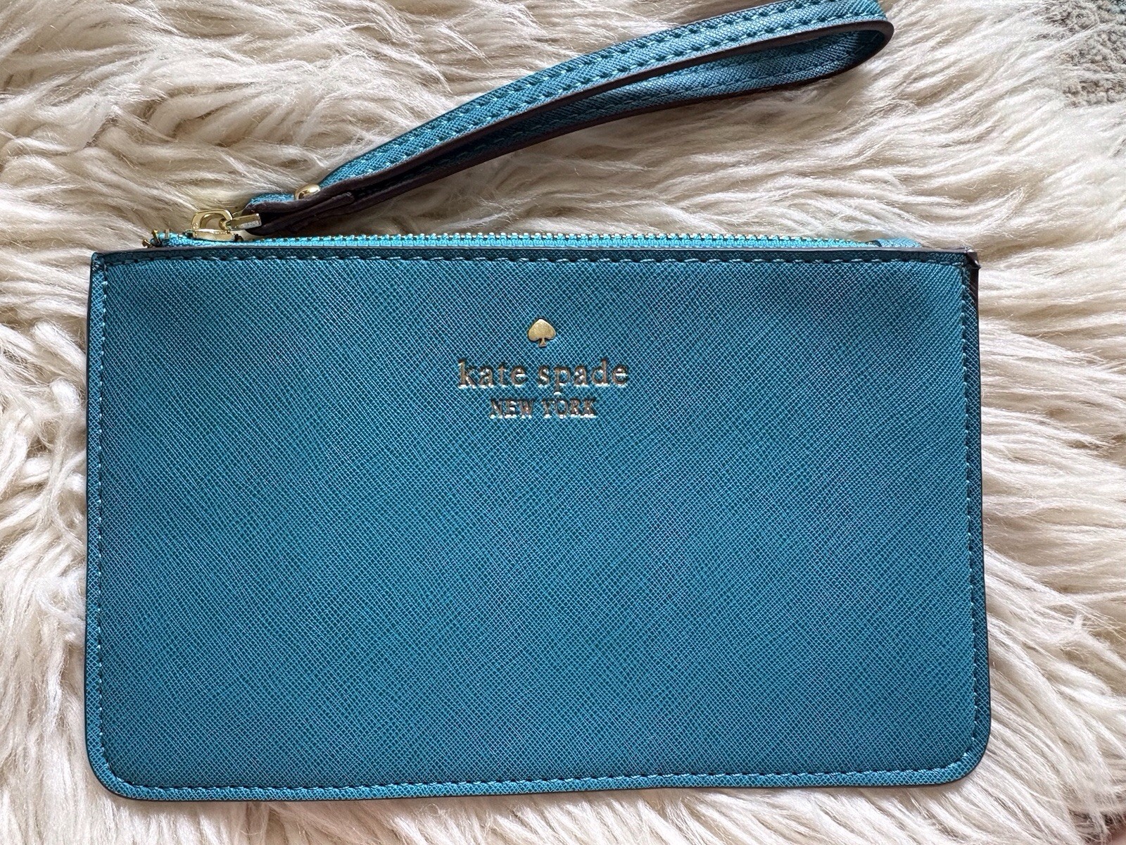 KATE SPADE NEW YORK Wristlet Wallet Clutch Teal Leather Fresh Air New w/out Tags
