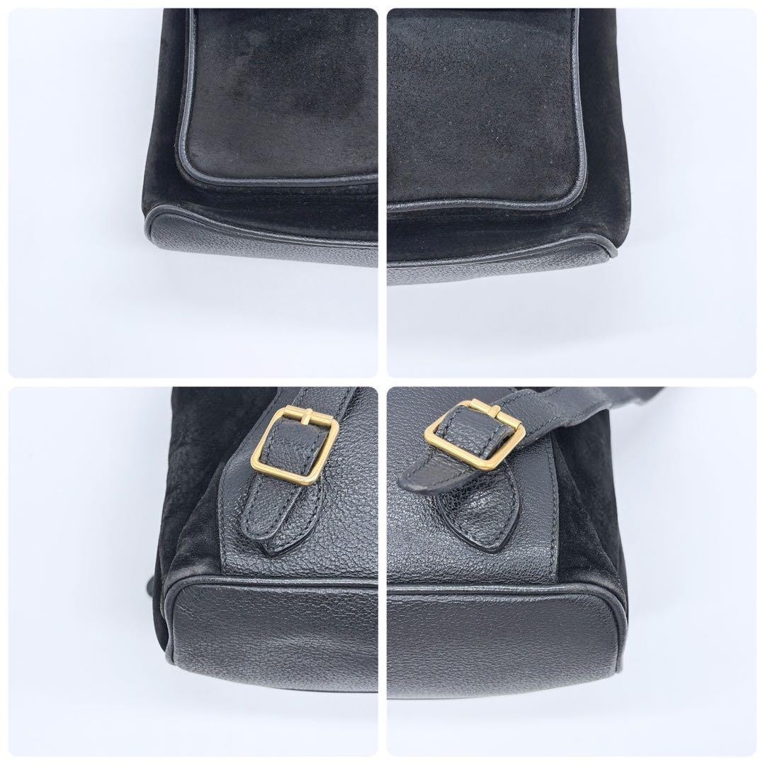 GUCCI Bamboo Suede Rucksack Black Double‑Pocket Turn‑Lock Drawstring Backpack