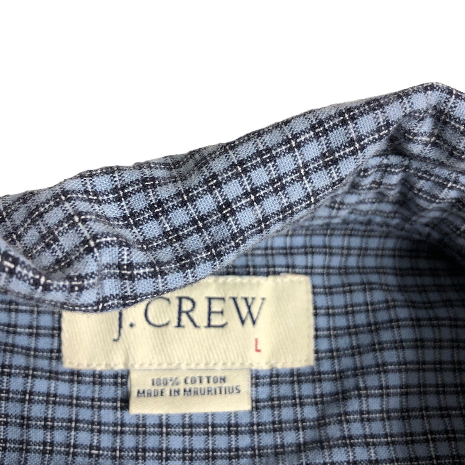 J Crew Shirt Men L Blue Plaid Short Sleeve Cotton Short Sleeve Button Y2K Preppy