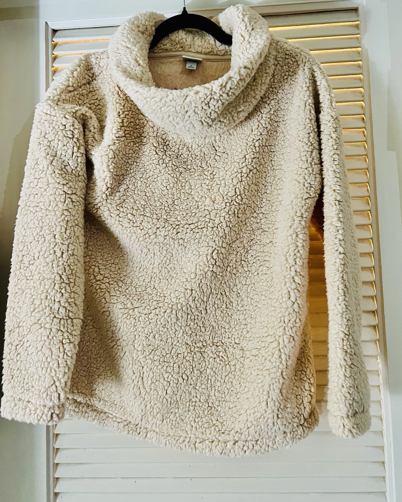 A New Day Super Soft Comfy Off White Cowl Neck Sherpa Sweater Size Large NEW!