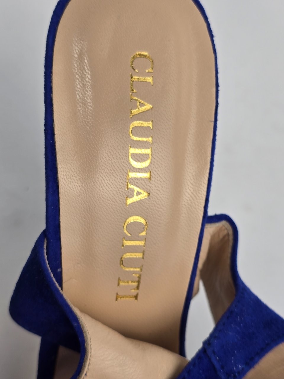 Claudia Ciuti Women’s Blue Suede Cutout Slingback Heels US Size 8.5M