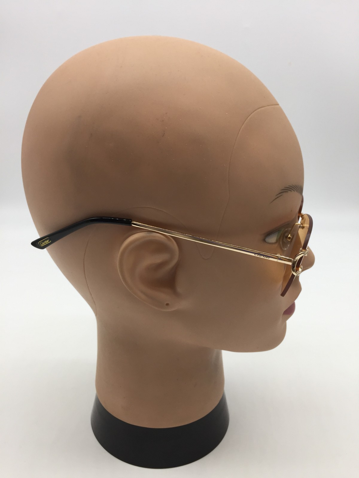 Cartier Gold Rimless Frame Trendy Sunglasses 59-15-140 Beige Lens