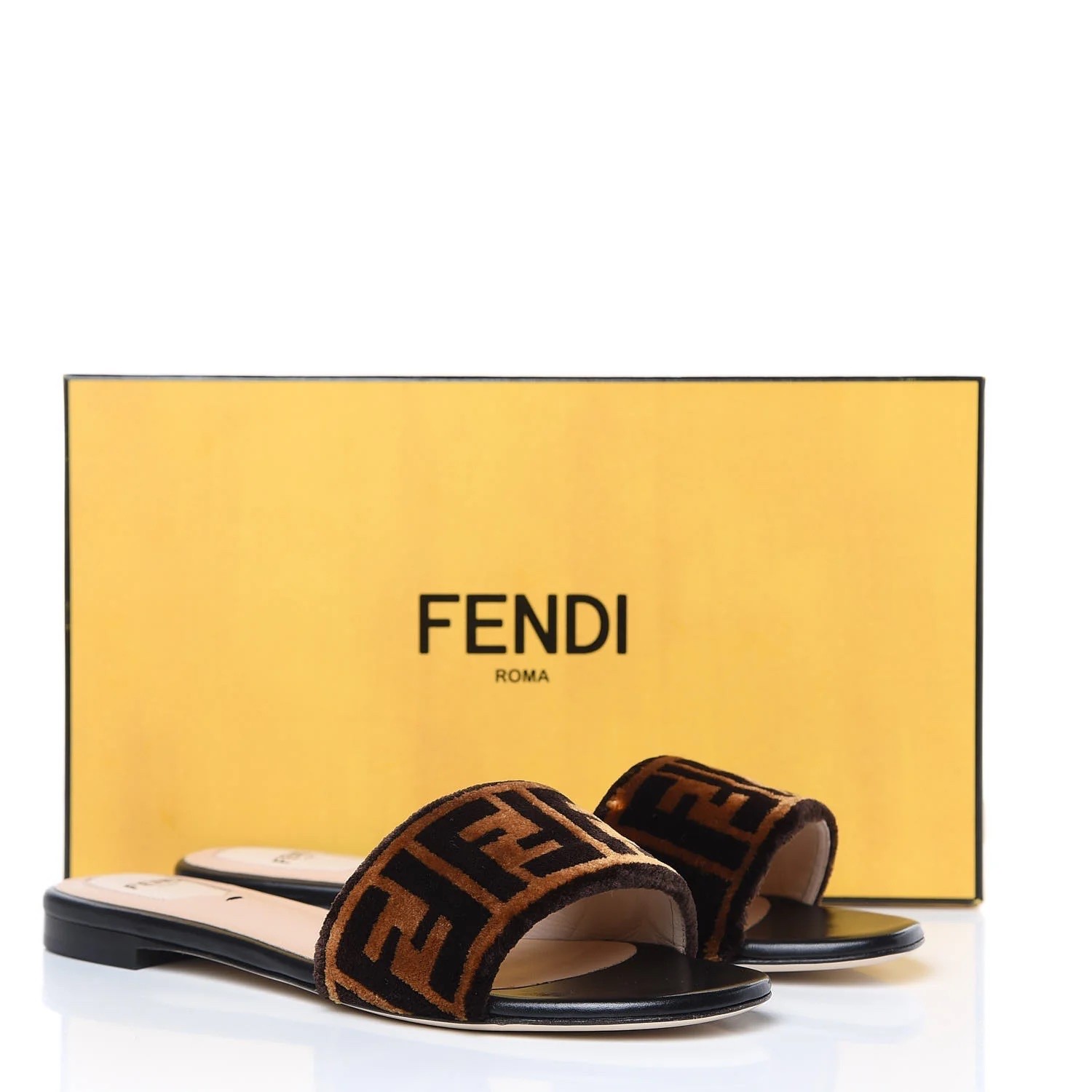 Fendi Velvet FF Slides Size 39