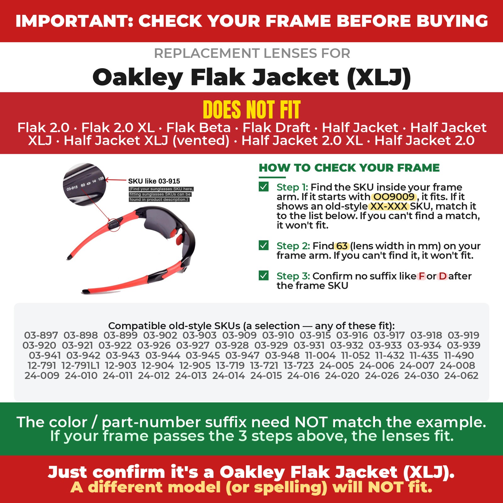 Walleva Replacement Lenses for Oakley Flak Jacket XLJ – Multiple Options