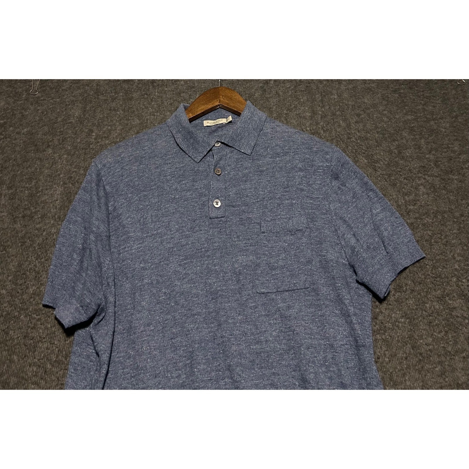 Suitsupply linen cotton blend polo shirt blue mens preppy Large designer