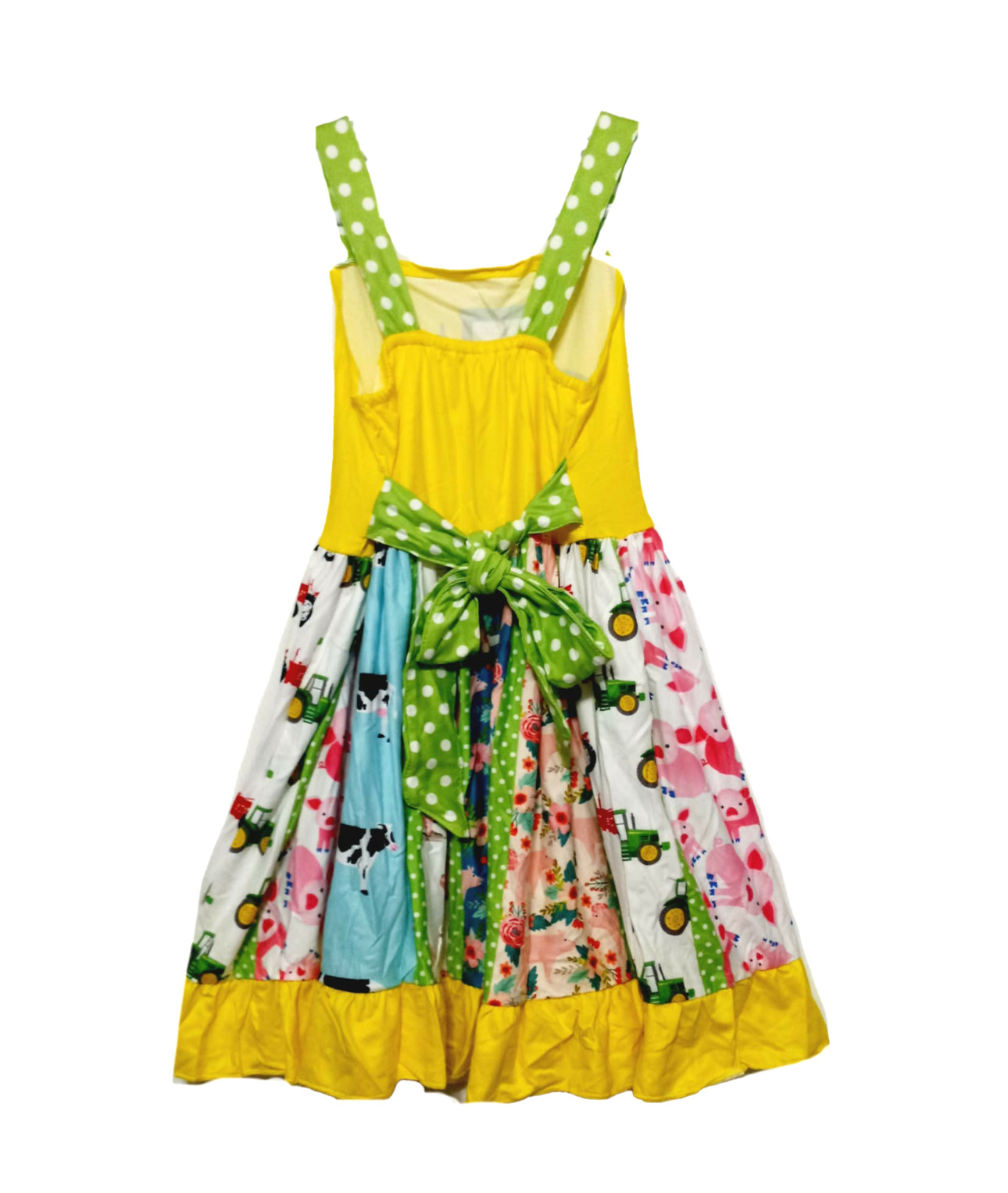 Boutique Girls Tractor Farm Panel Twirl Dress Size 6 Animals Sleeveless Pigs Cow