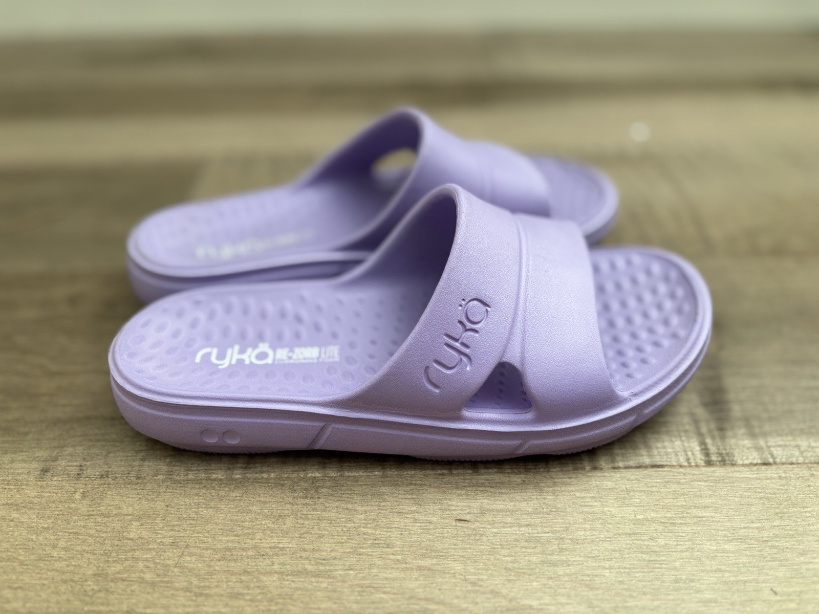 Ryka Restore Slide Recovery Molded Slide Sandals Light Purple Size 7 Cushions
