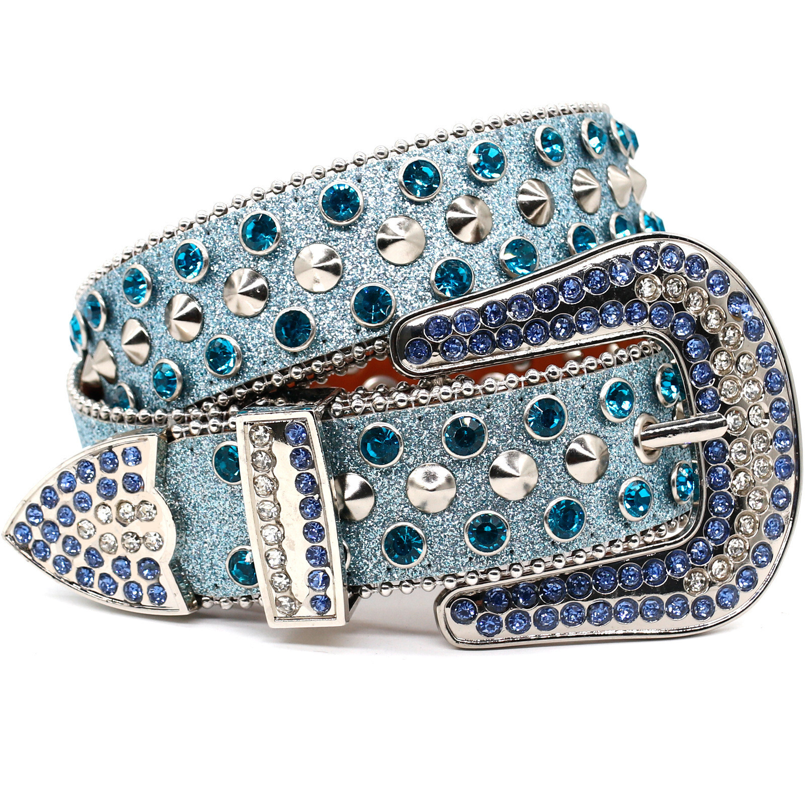 Western Rhinestone Belt for Women Men Rivet Studded Y2K Bling Leather Belts