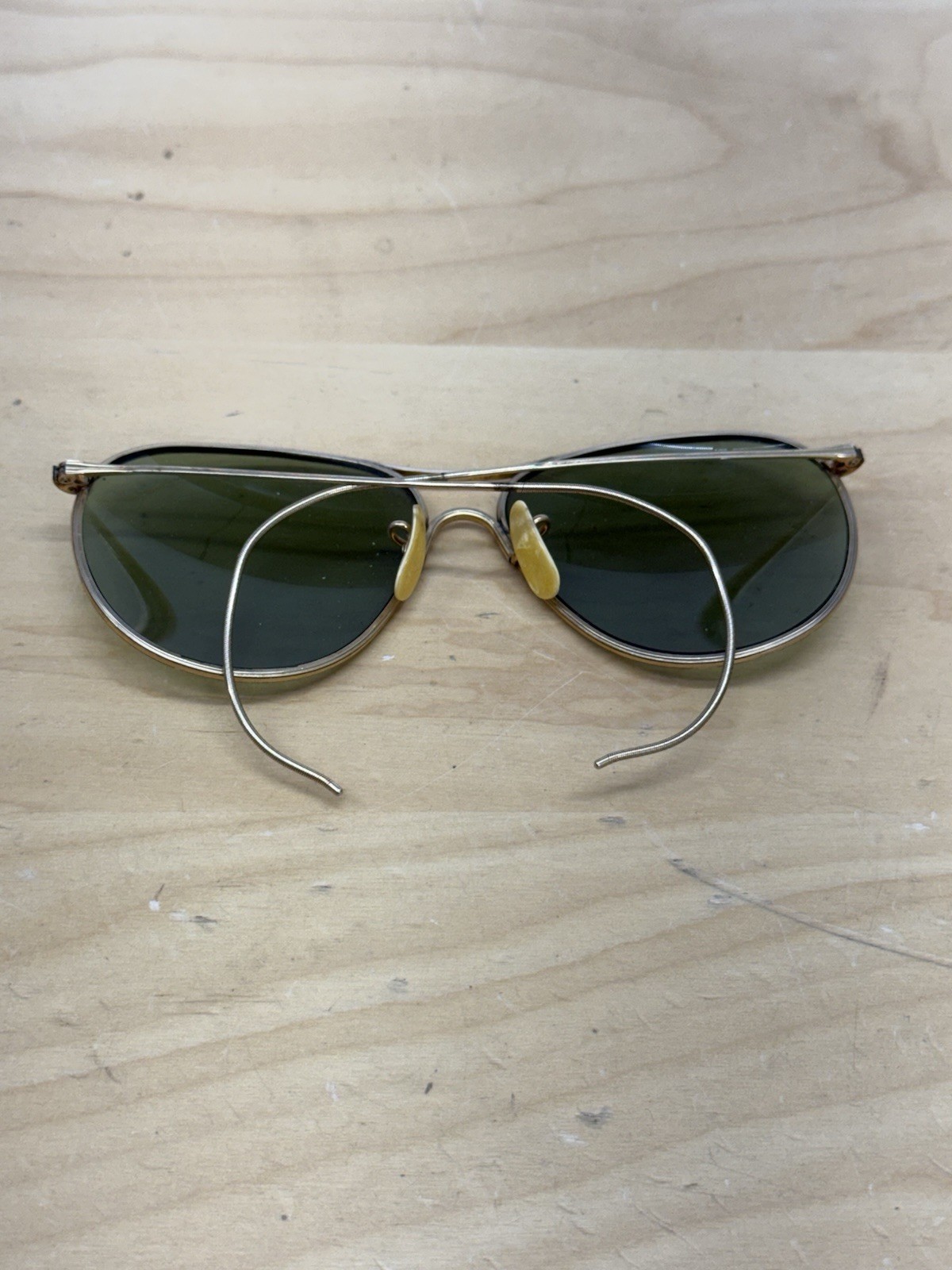 American Optical AO Cool Ray Ful-Vue Green Aviator 1/10 12k GF w/Case WWII Vtg