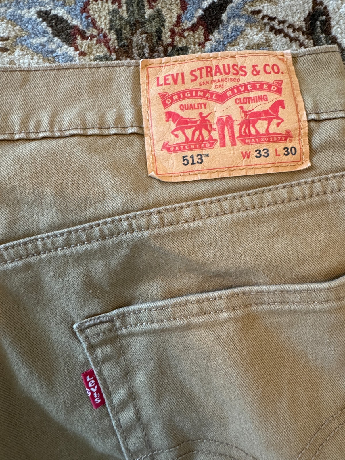 Levis 513 Slim Straight Denim Jeans Mens 33×30 Beige