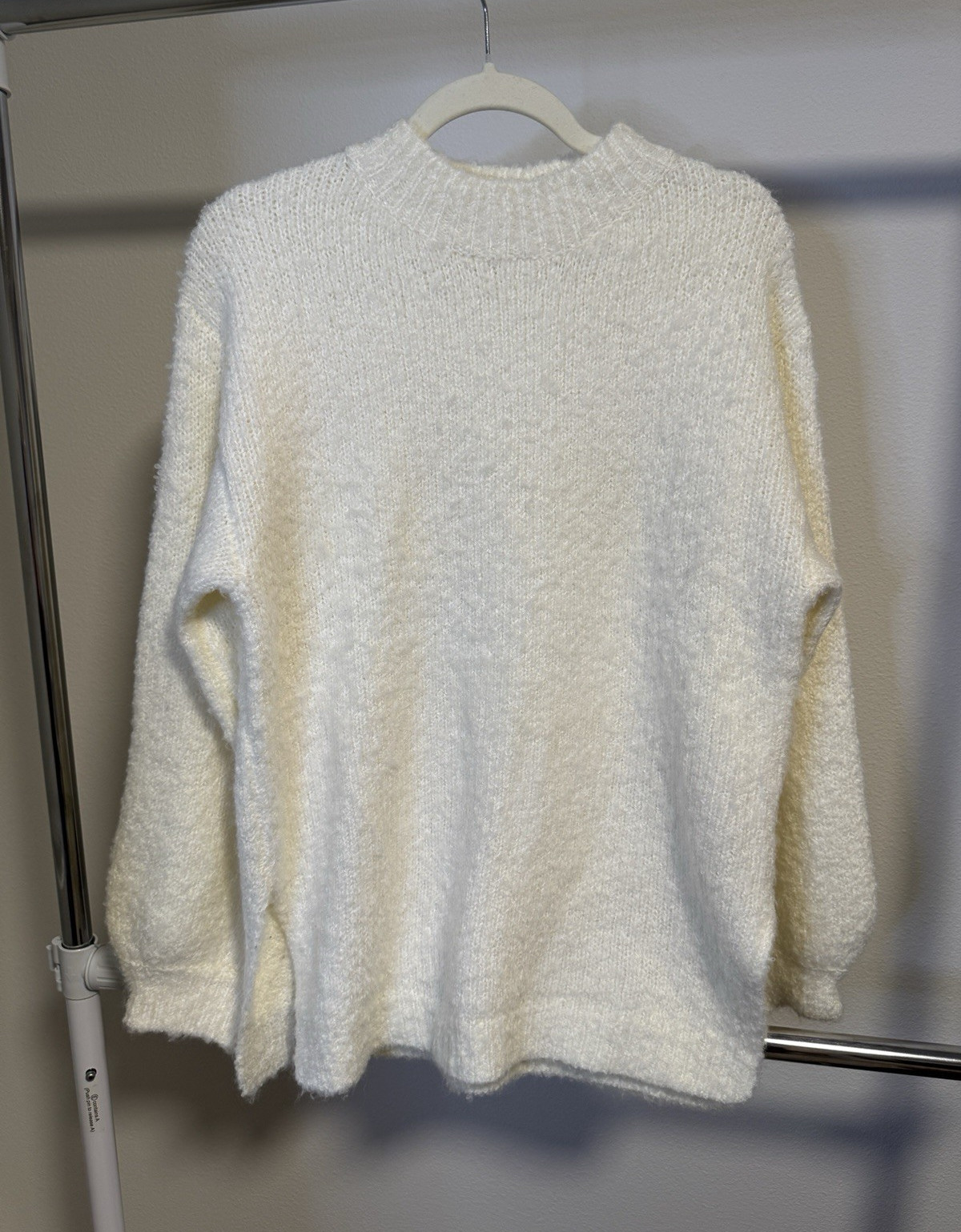 AEMI + CO Ivory Textured Knit Mock Neck Long Sleeve Pullover Sweater S