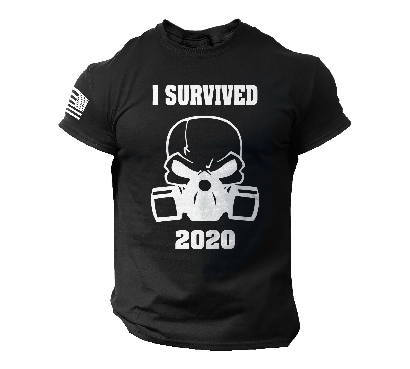I Survived 2020 Skull T Shirt USA Flag Fighter T Shirt American Courage