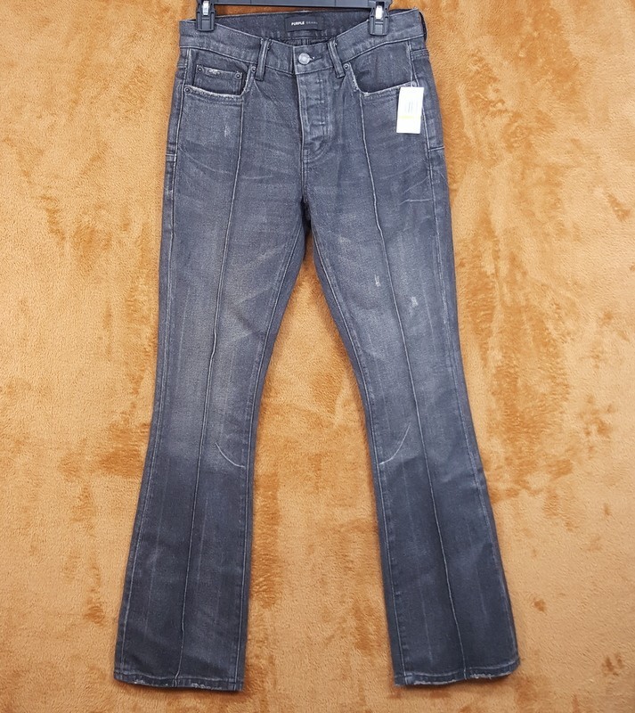 PURPLE BRAND Jeans Mens Size 29 Gray Wash Flare Pintuck Slim Fit P004 $295