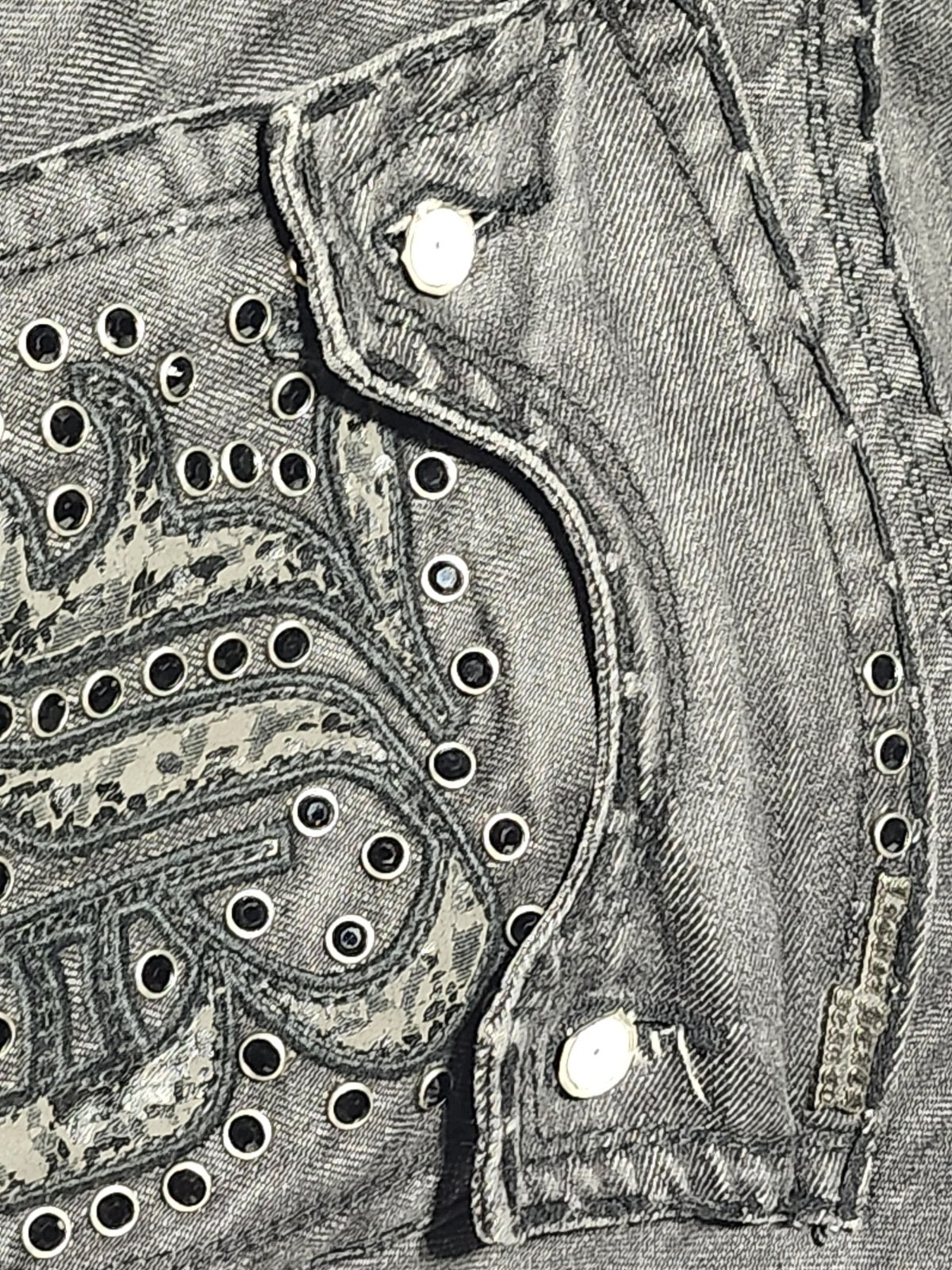 Laguna Beach Men’s Bootcut Jeans Gray Medium Wash Denim Relaxed Studded Logo