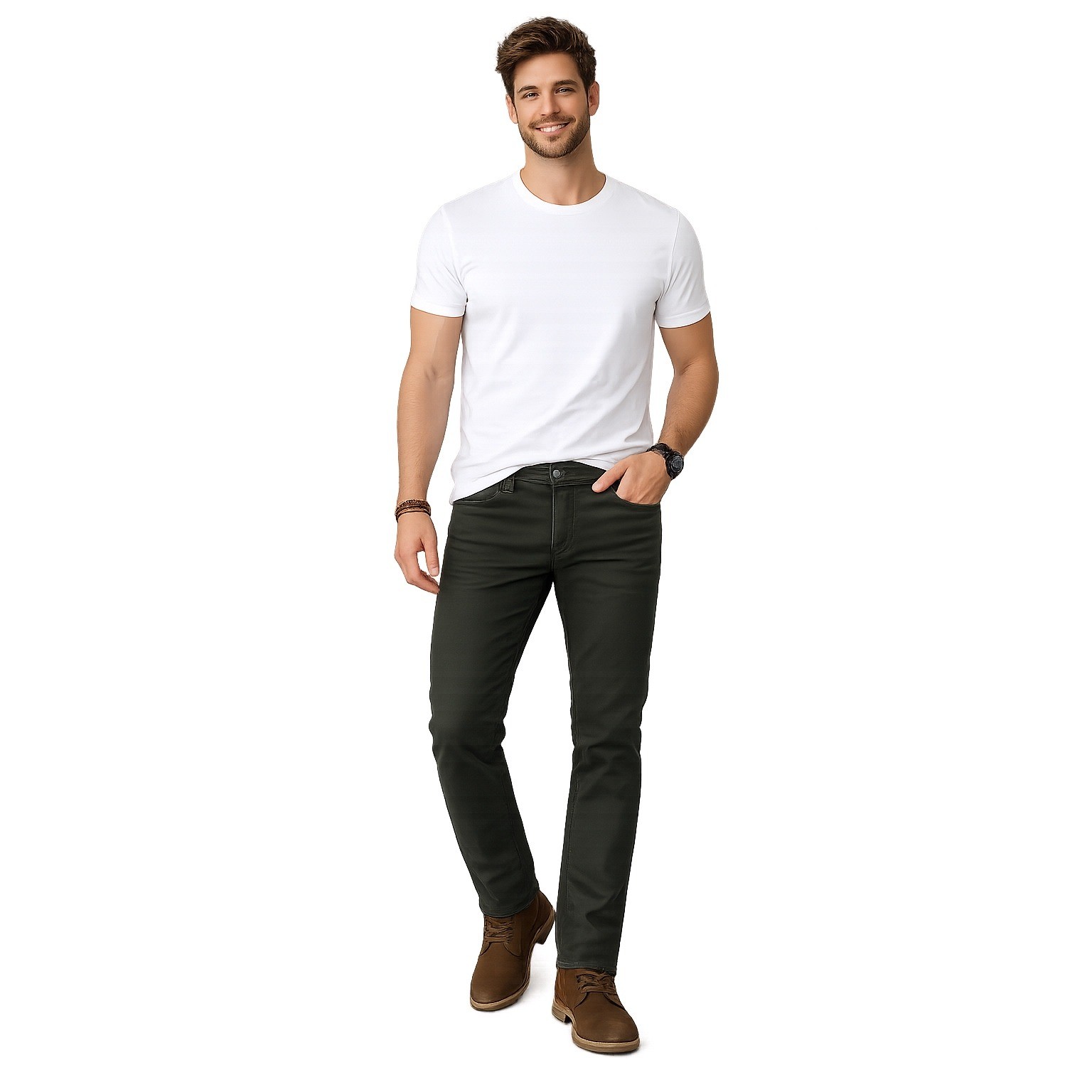 Express Men Slim Straight Hyper Stretch Jeans Olive Green 32×34 02847566