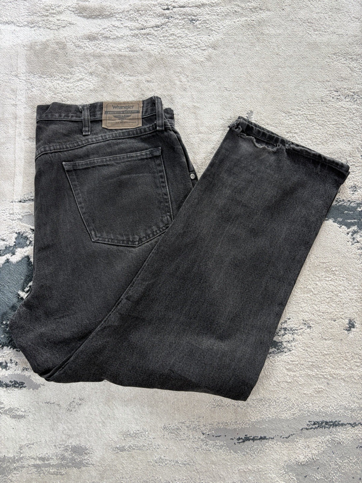 Vintage 90s Wrangler Jeans Black Straight Leg 39 X 29 Made in Mexico US Fabric