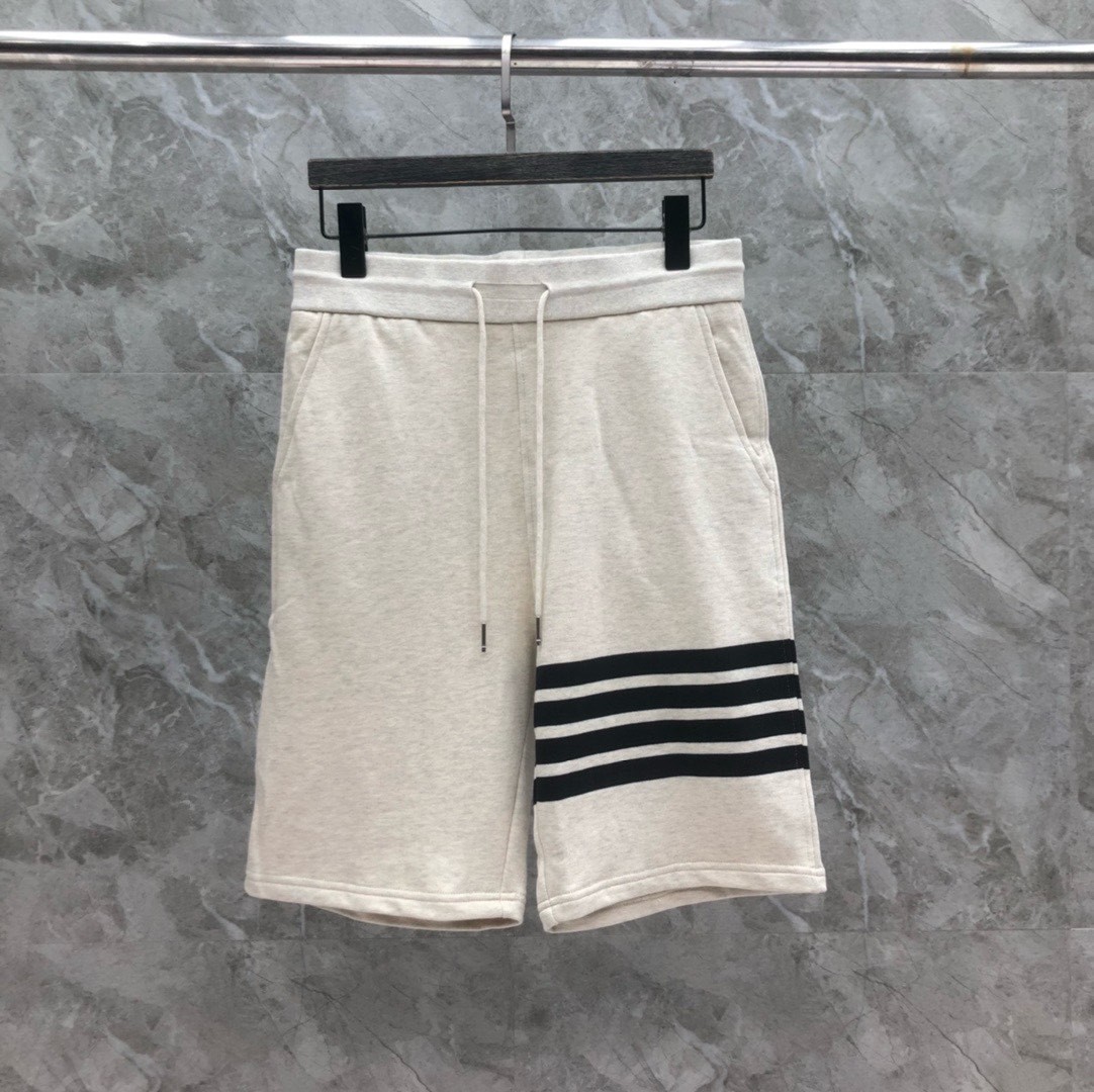 Thom Browne Men Yarn-Dyed Pique Sweat Shorts Signature 4 Bar Stripe