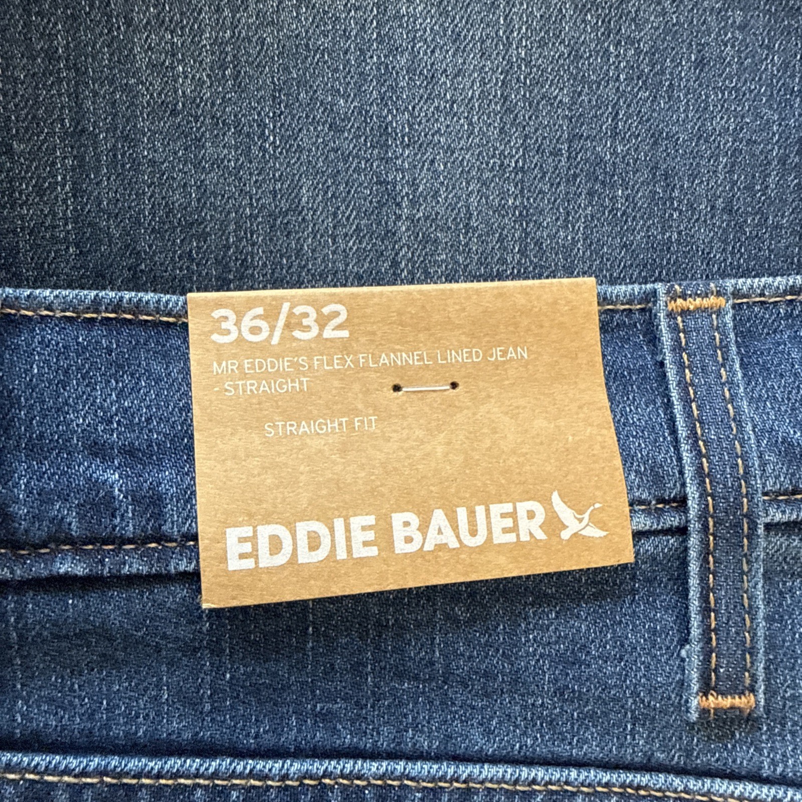 Eddie Bauer Men’s Flannel Lined Jeans 36×32 Straight Fit Brand New With Tags
