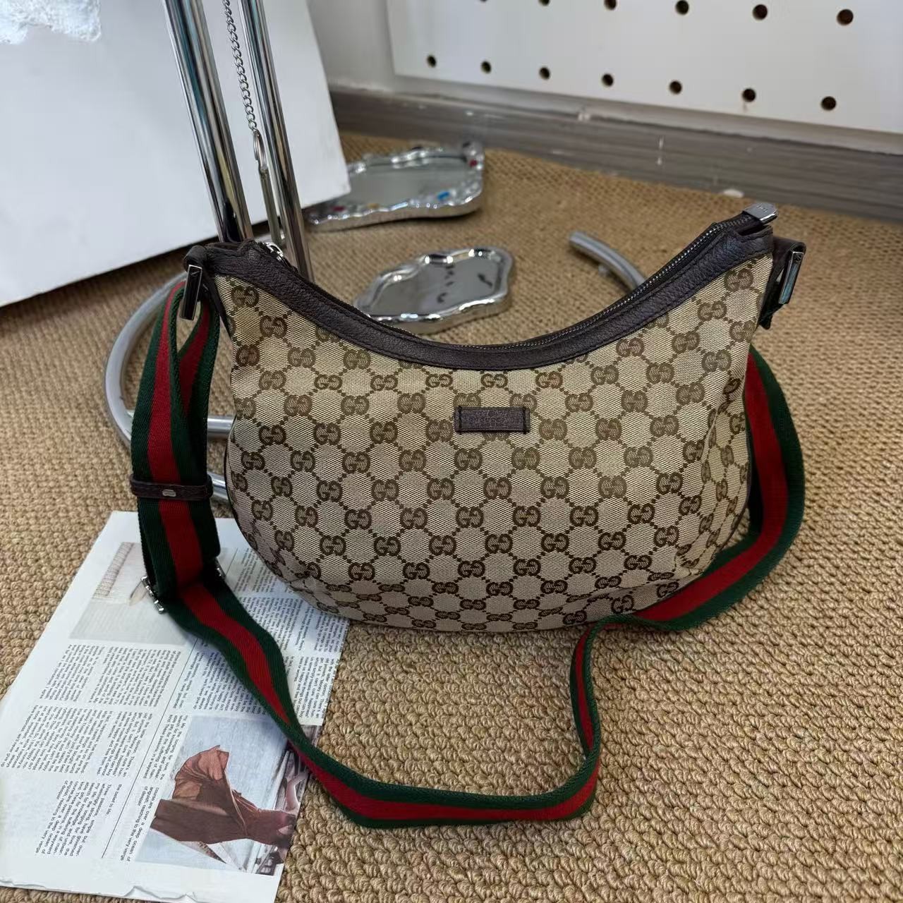 Gucci Half Moon Ophidia Monogram Crossbody GG Canvas