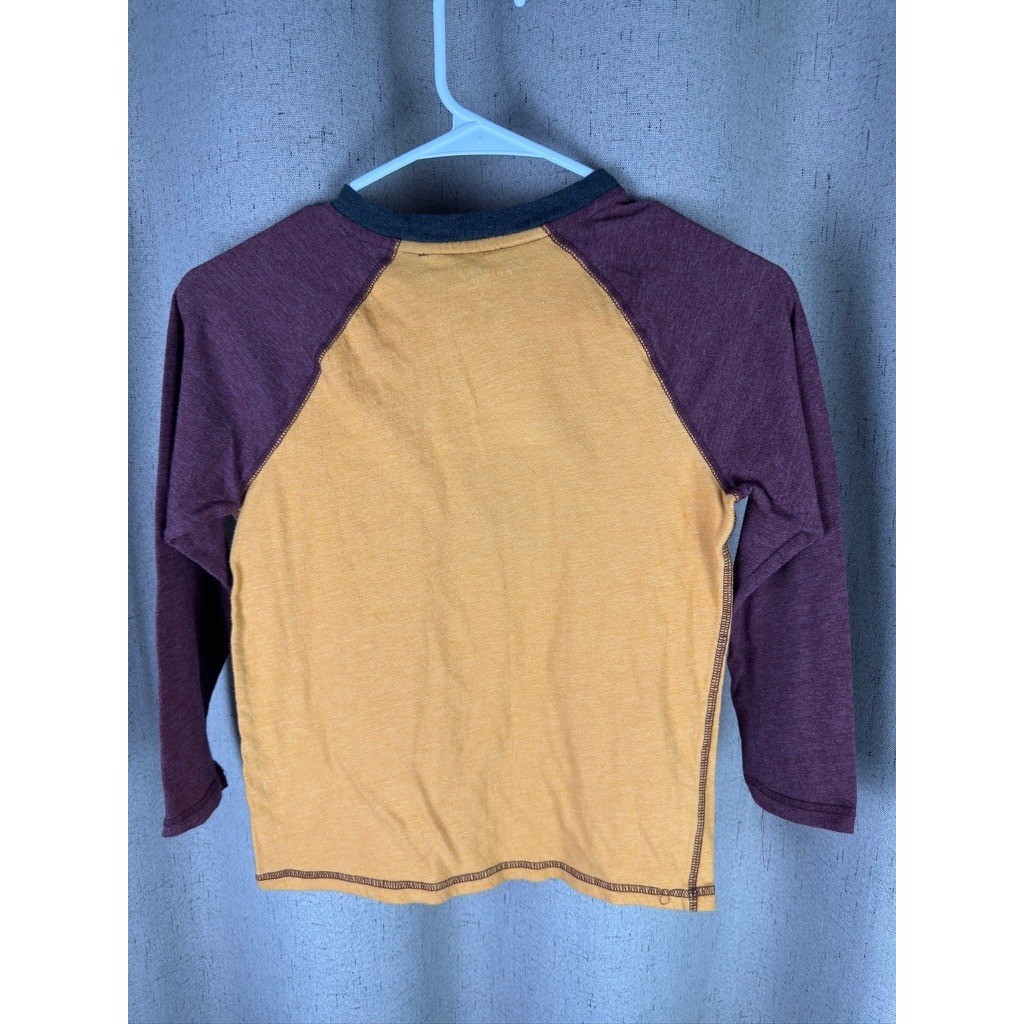 Arizona Jean Co Raglan Tee Boys S 8 Yellow Burgundy Excellent Mathletic Graphic