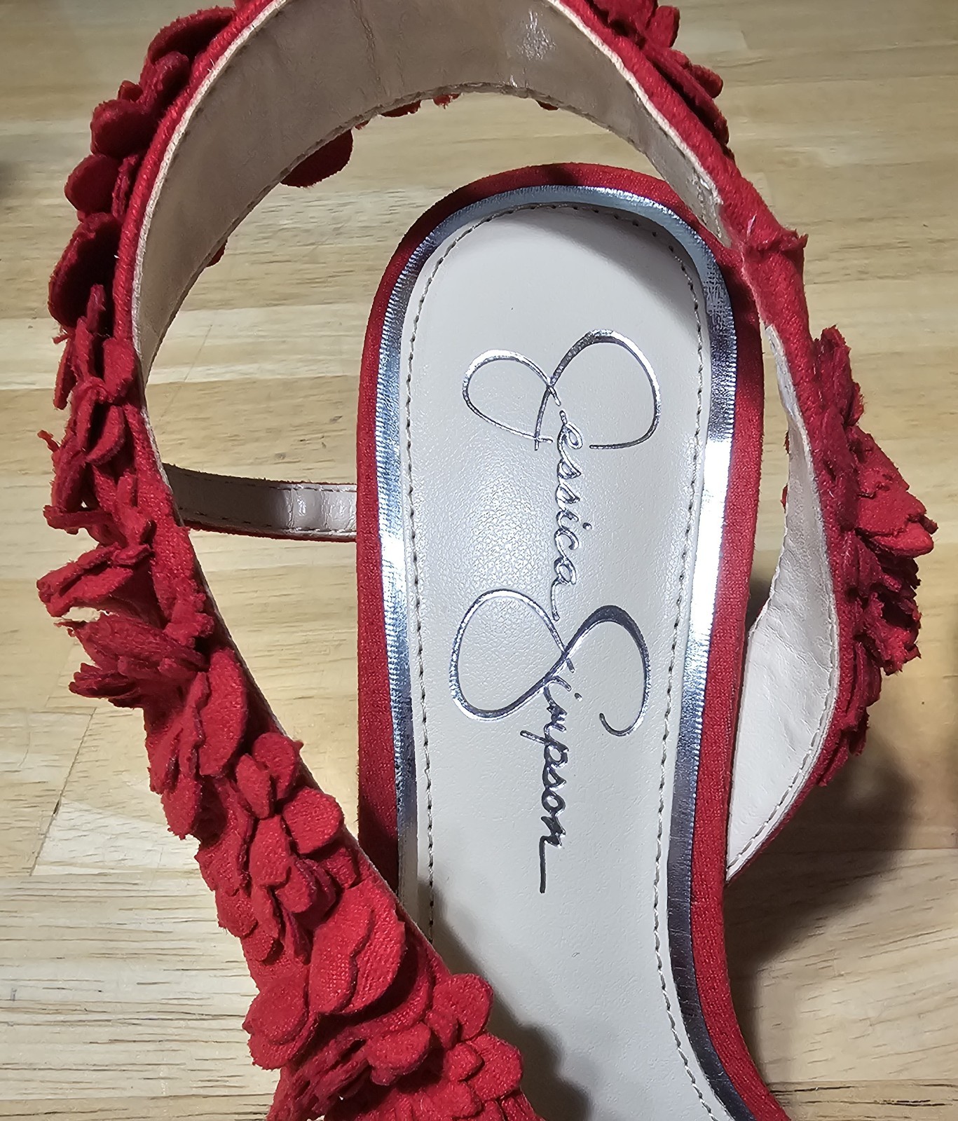 New Jessica Simpson Red Flower Heels Size 6.5 Womens – No Box