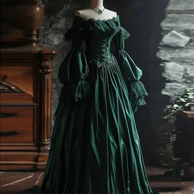 Gothic Vampire Green Ball Gown A-Line Evening Dress Party Dress Custom